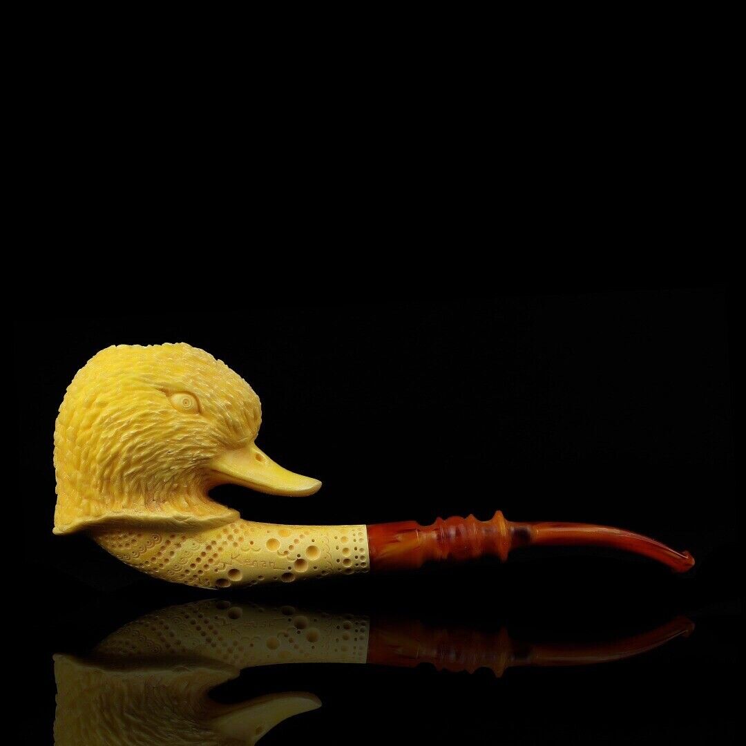 Duck figure Pipe By Kenan Block Meerschaum-NEW Handmade With Case#90