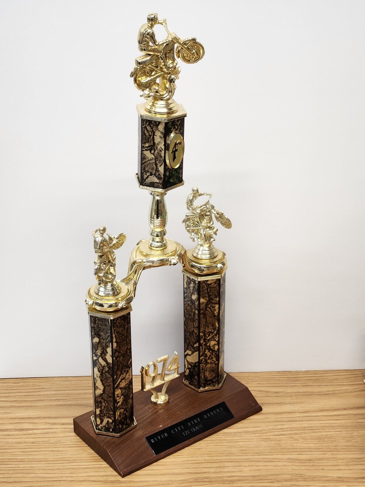 1974 River City Dirt Bike Riders 4th Place 125 Class Motocross Trophy 19 3/8\