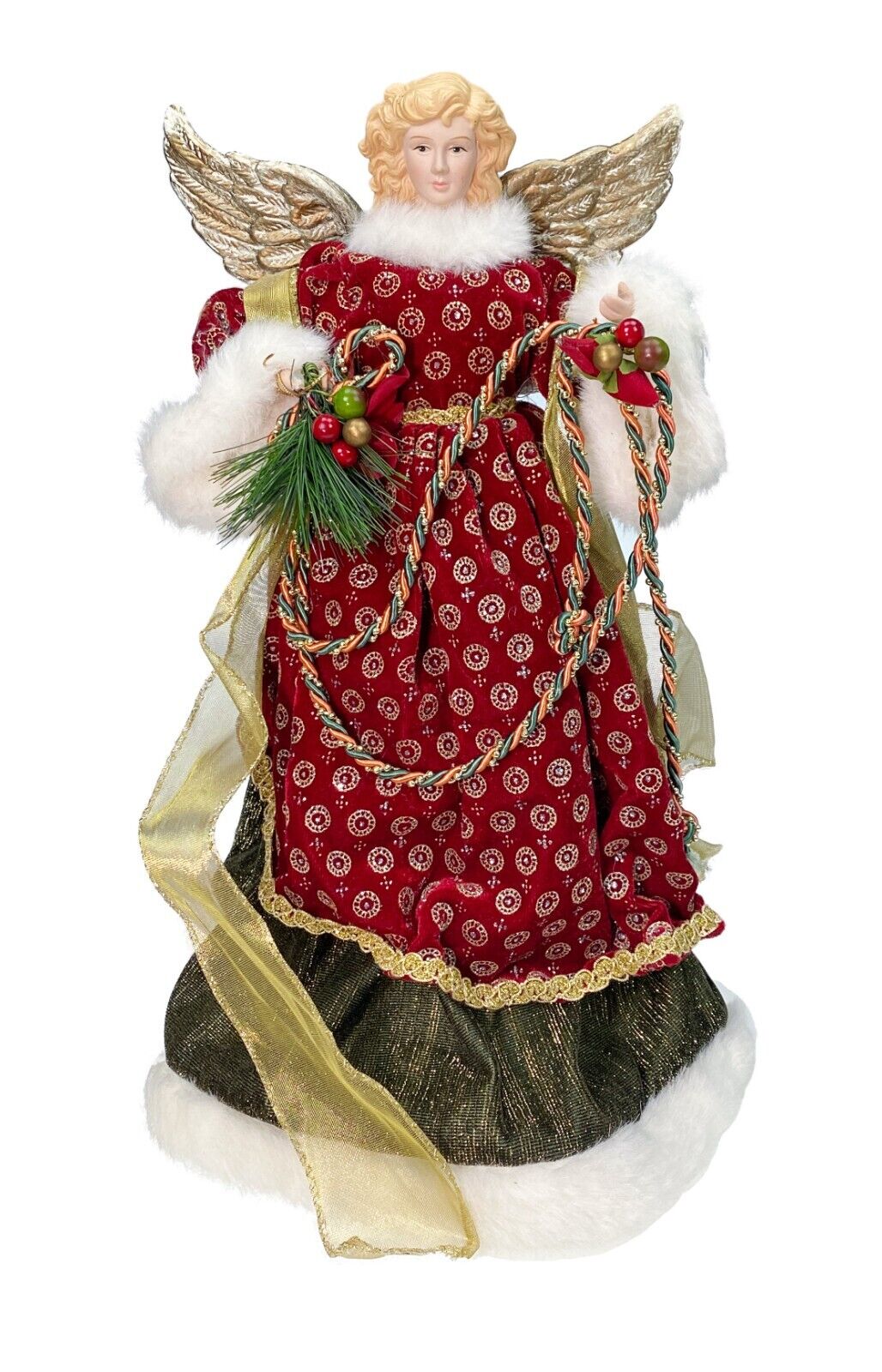 16” Angel Tree Topper Christmas Figurine Red Green Robe