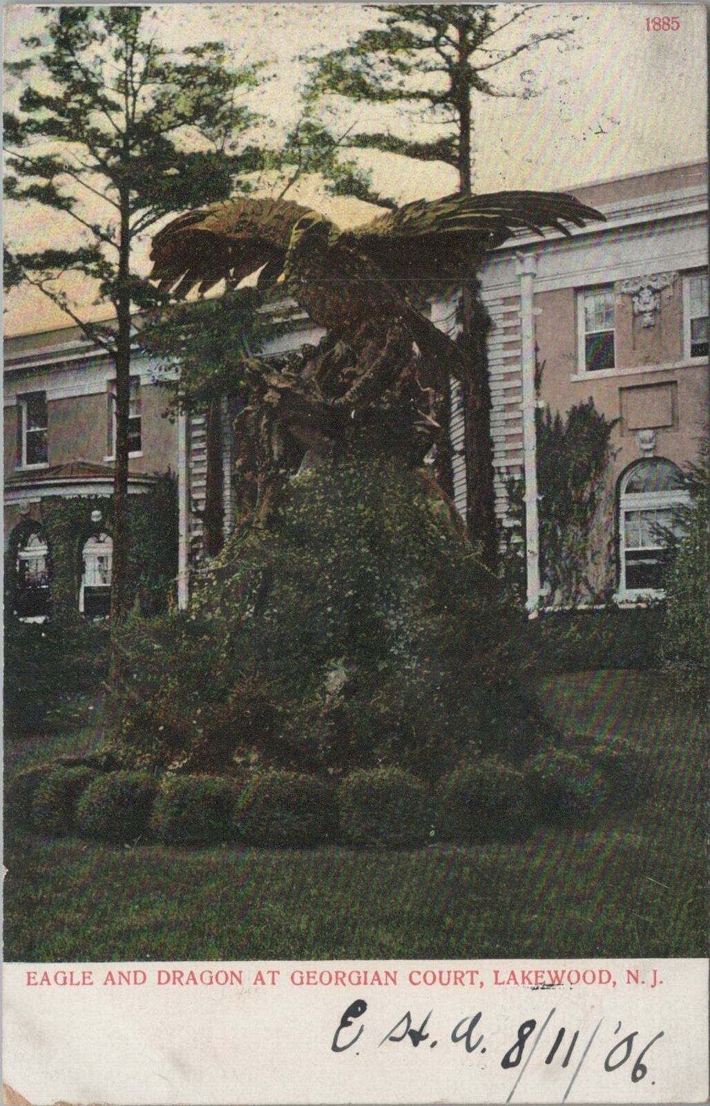 Postcard Eagle and Dragon Georgian Court Lakewood NJ 1906