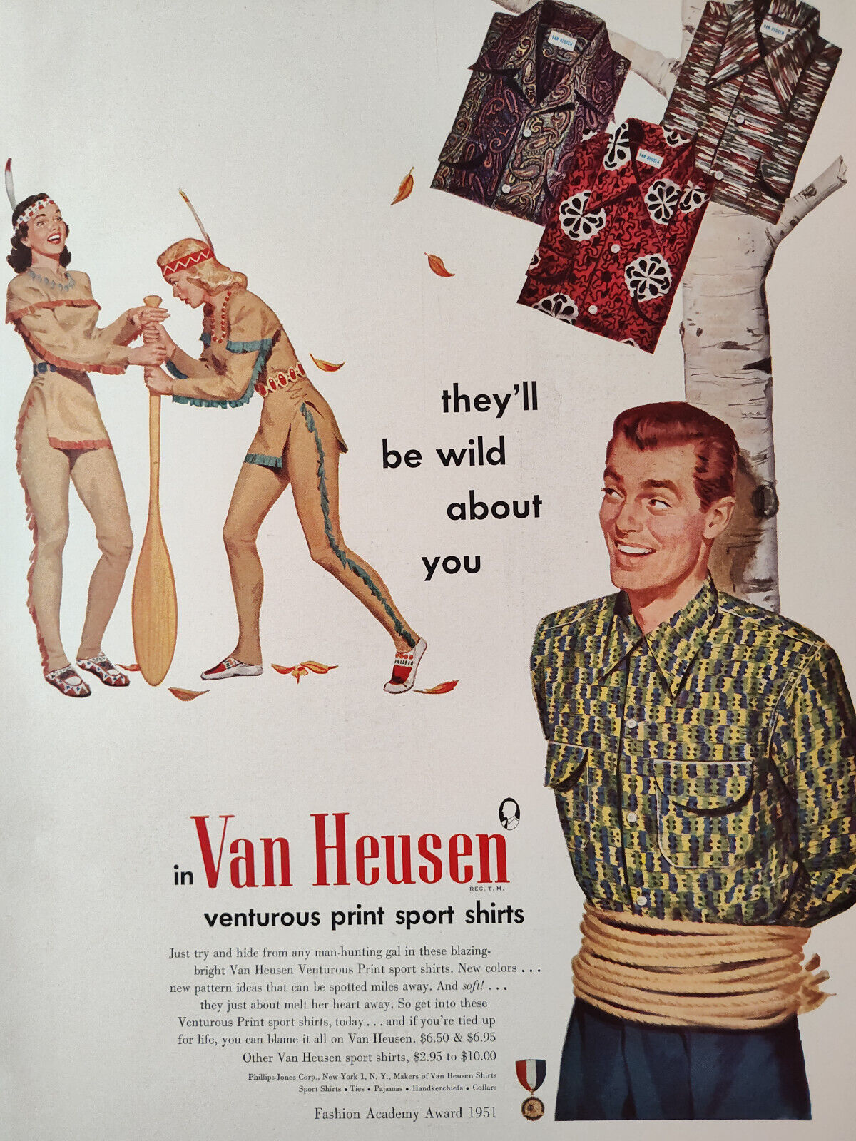 1951 Esquire Original Art Ad Advertisements VAN HEUSEN Sport Shirts I W Harper
