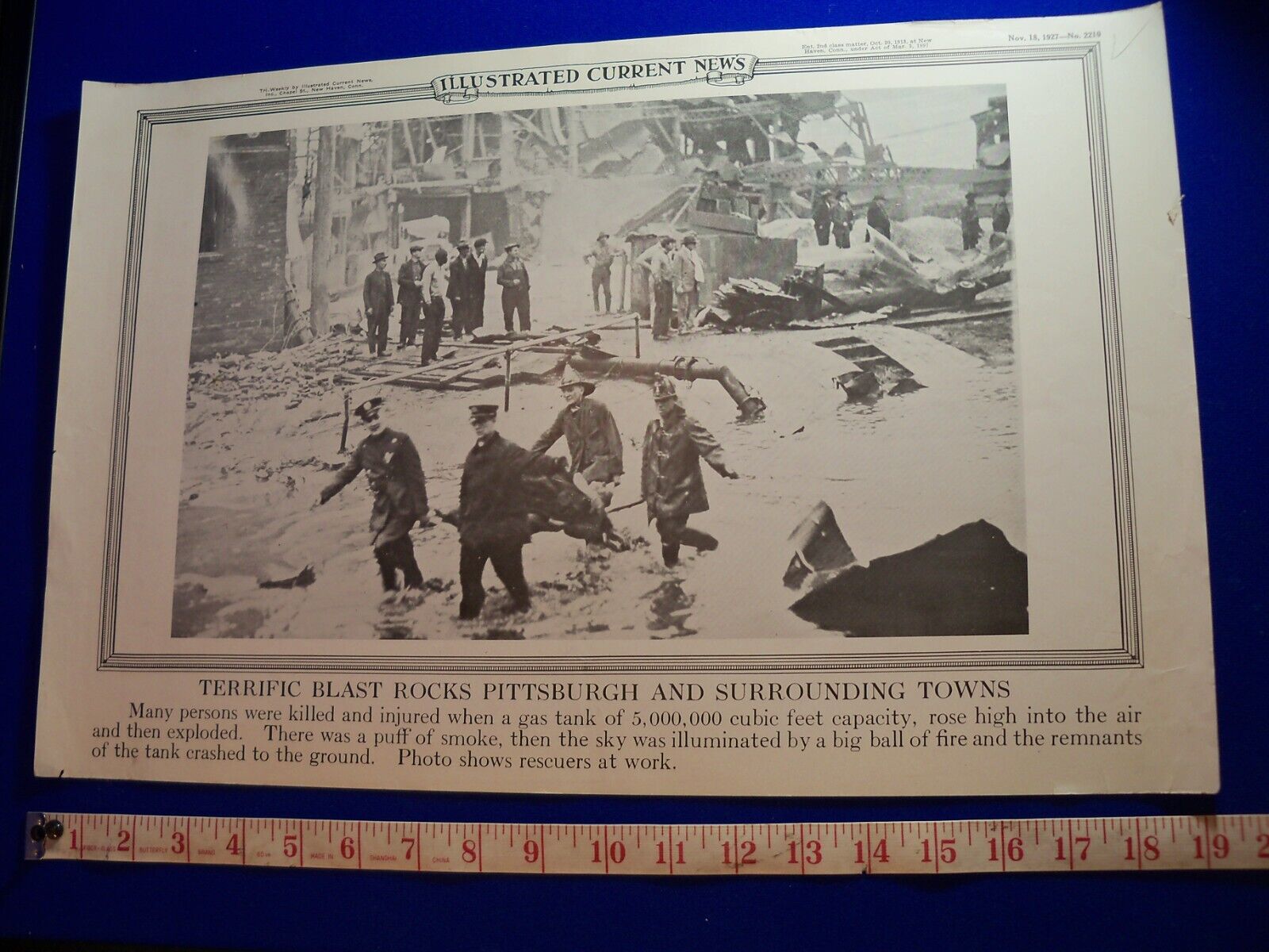 Vtg 1927 Illustrated Current News Photo History Pittsburgh PA Gas Tank EXPLOSION