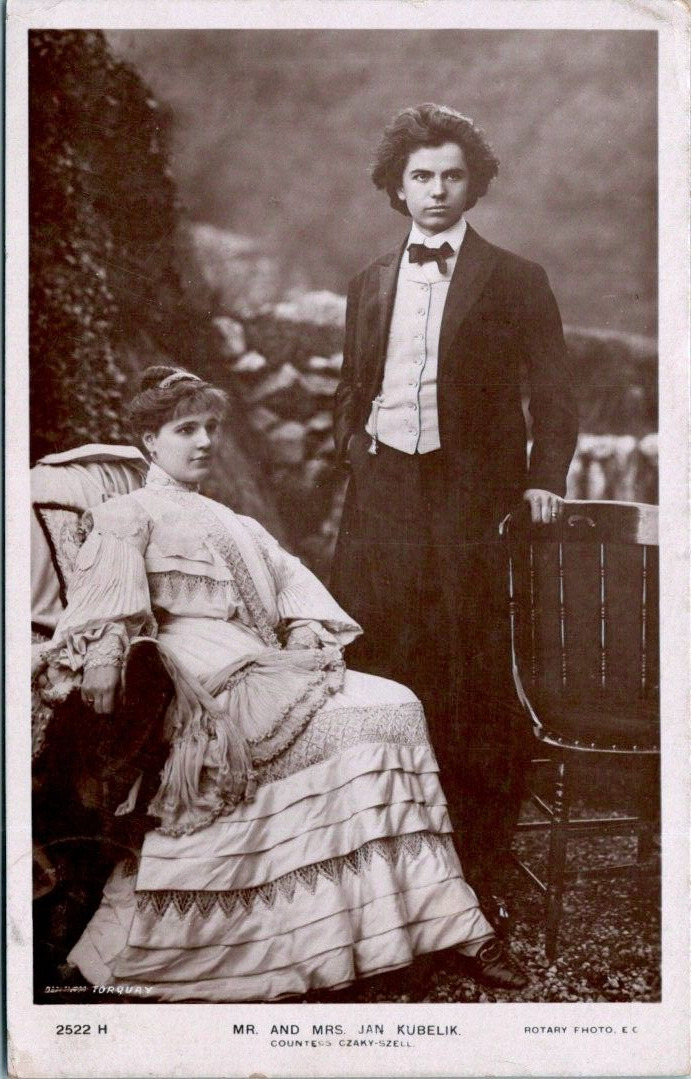 ANTIQUE RPPC POSTCARD  JAN KUBELIK & WIFE  CZECH VIOLINIST  1910