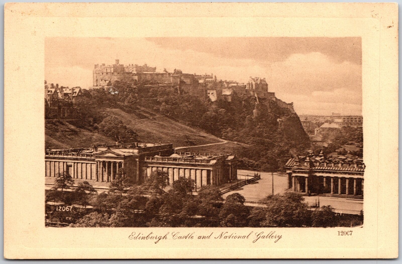 Edinburgh Scotland Castle And National Gallery Antique Postcard