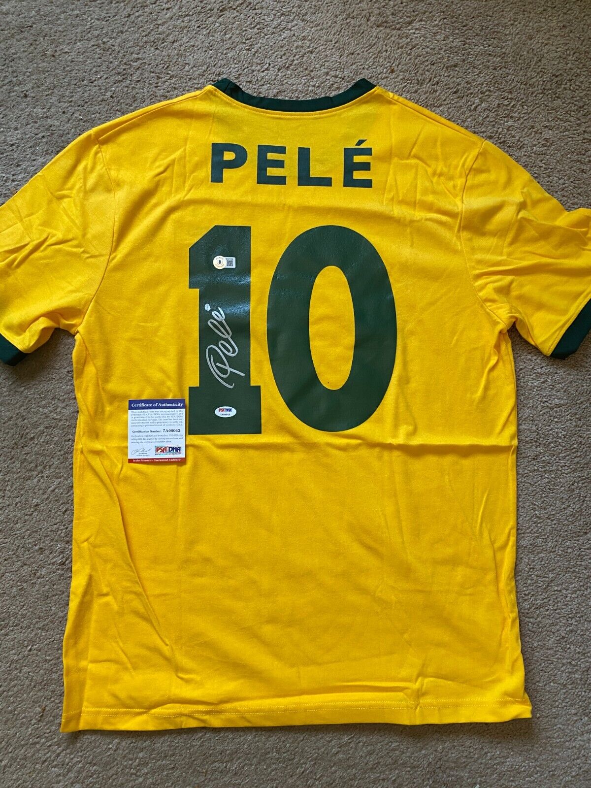 Pele signed jersey. Beckett And PSA Authenticated.