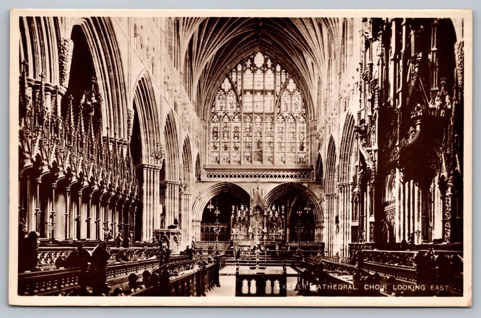 Postcard Exeter Cathedral Choir Looking East Nave Real Photo RPPC Tucks London 