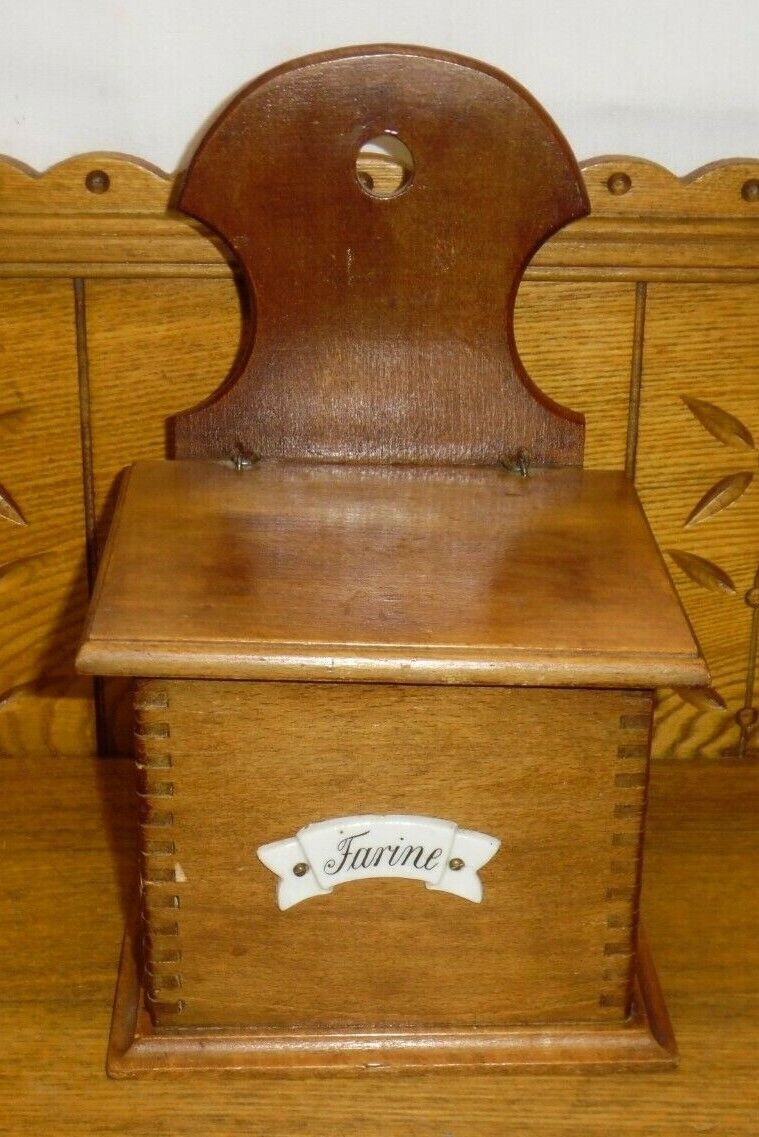 Antique / Vintage French Country Wood Farine Flour Box