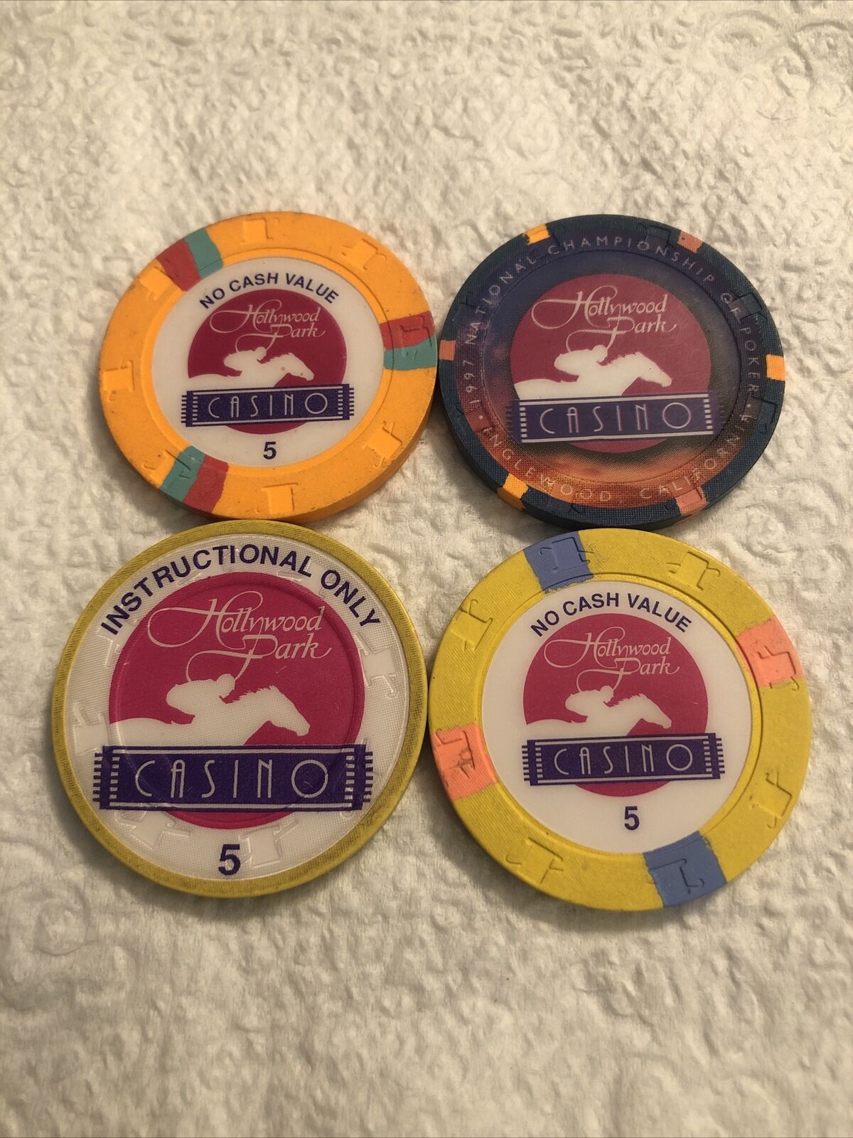 Lot Of (4) Obsolete Hollywood Park Racetrack & Casino 5 Chips