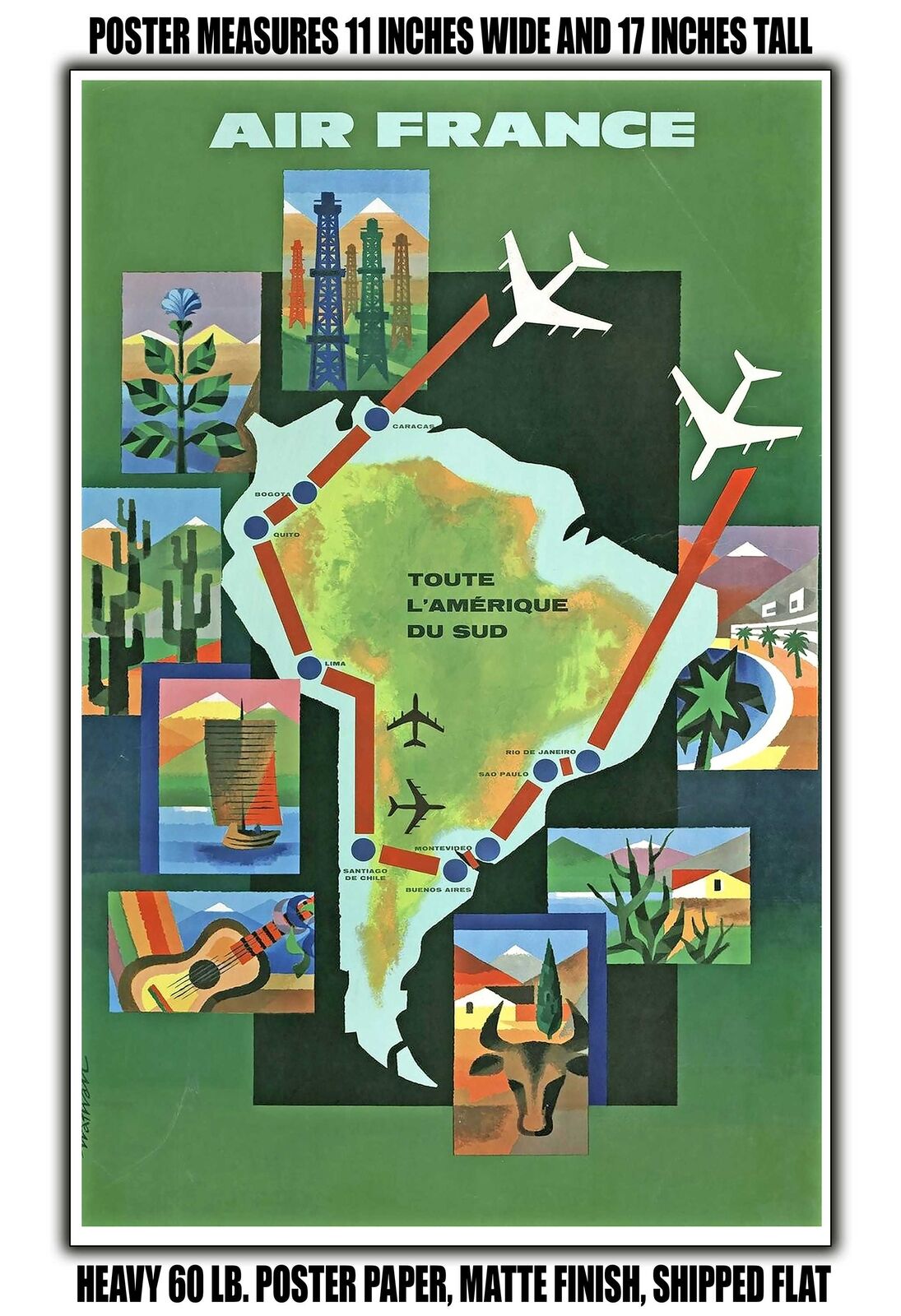 11x17 POSTER - 1963 Air France, All of South America