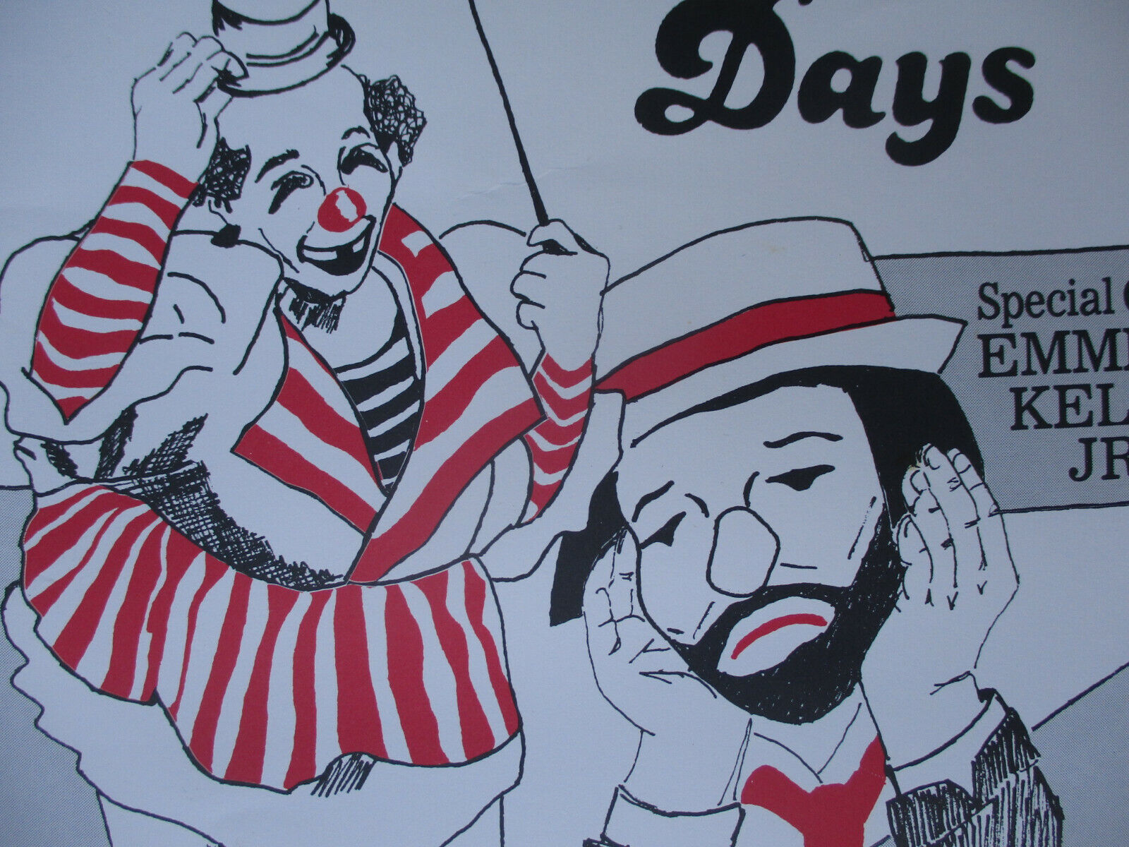 Clown Emmett Kelly Jr Signed Poster Circus Felix Adler Days Performing Arts 1989