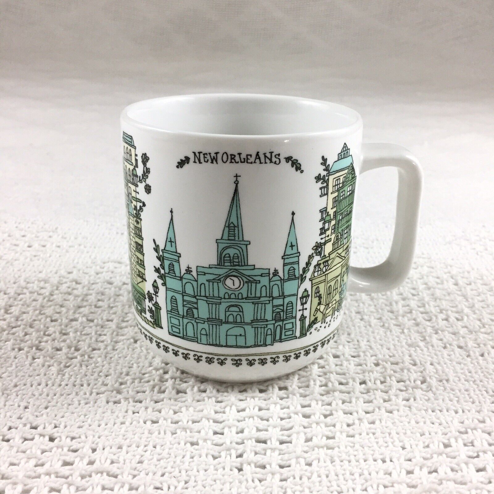 The Parish Line New Orleans Classic Architecture Coffee Cup Mug Blue Green White
