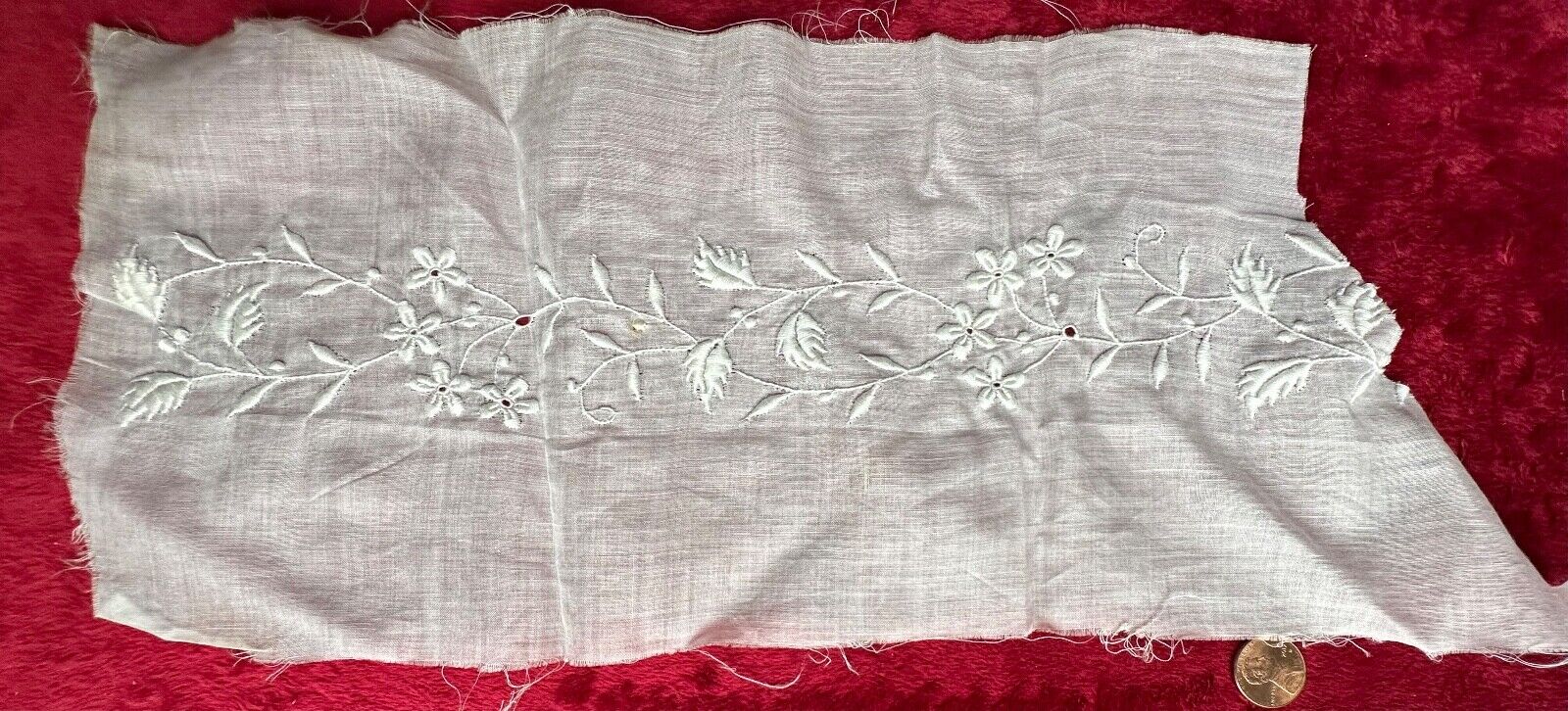 Whitework padded satin stitch floral small sheer panel CRAFT SEW Costume
