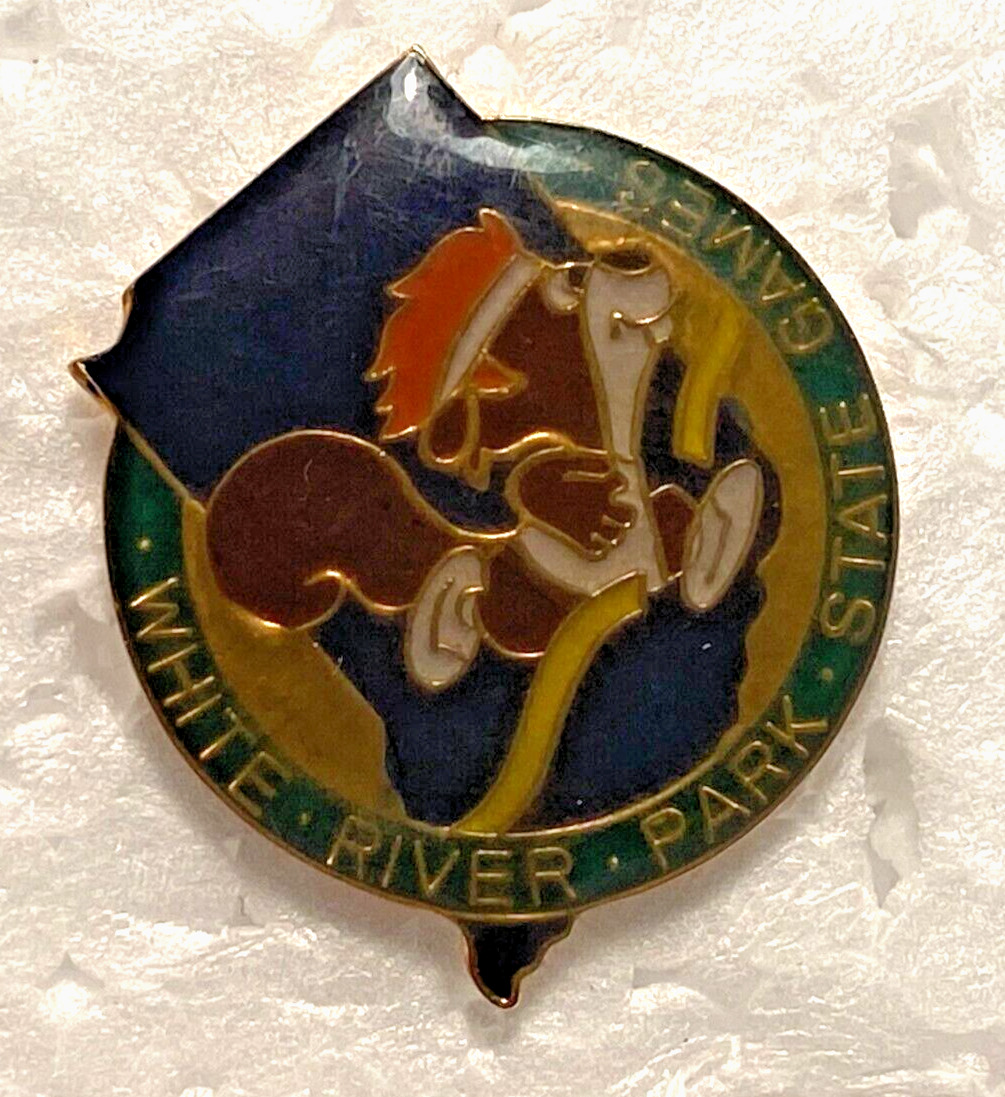 Vintage Enamel Hat Pin White River State Park Games Indiana