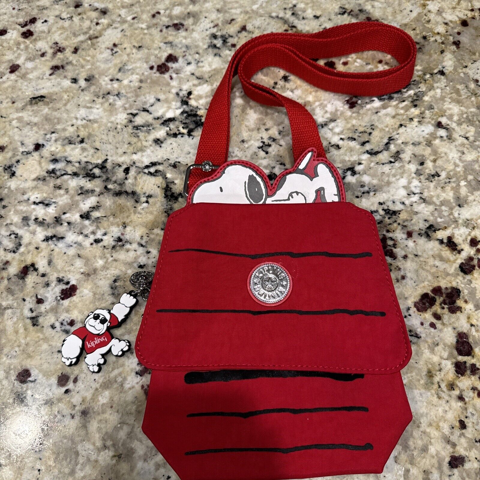 Kipling X Peanuts Crossbody Bag Purse Red SNOOPY House Doggy Print New SOLD OUT