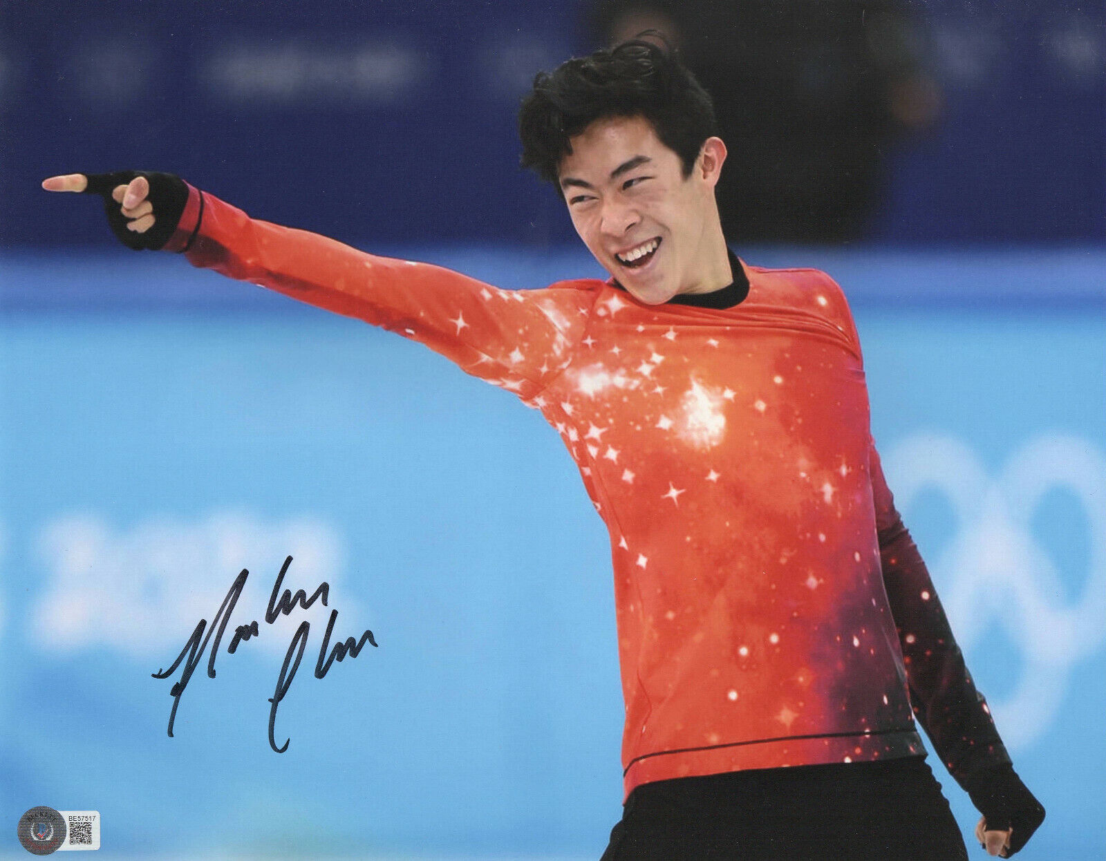 USA OLYMPIC FIGURE SKATER NATHAN CHEN SIGNED AUTOGRAPH 11x14 PHOTO BAS BECKETT 