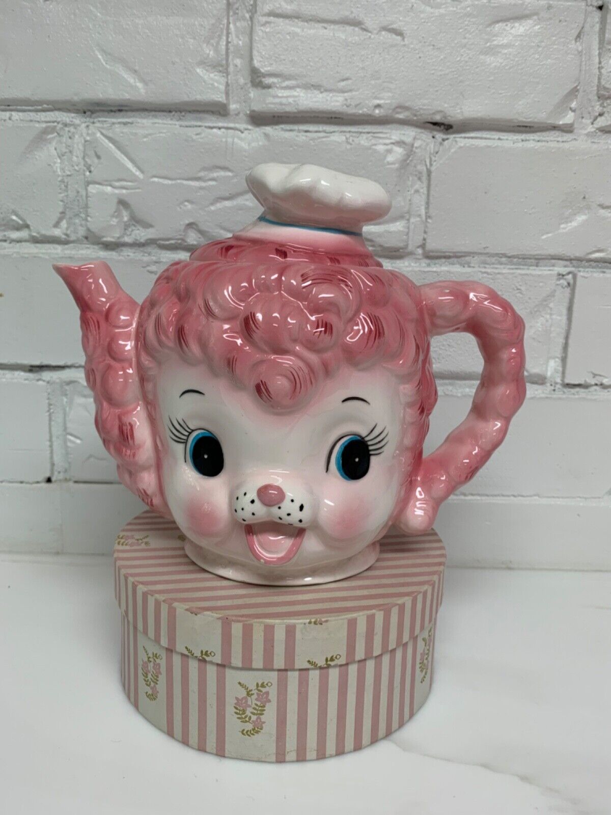 vintage ceramic rare PY Japan Lefton pink poodle teapot 