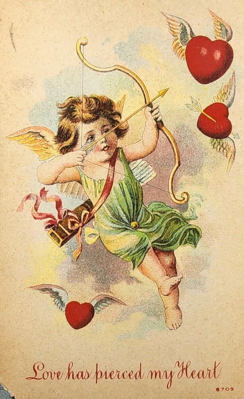 1911 Valentines Day Greetings Postcard ~ Love Has Pierced My Heart  ~ #-5023