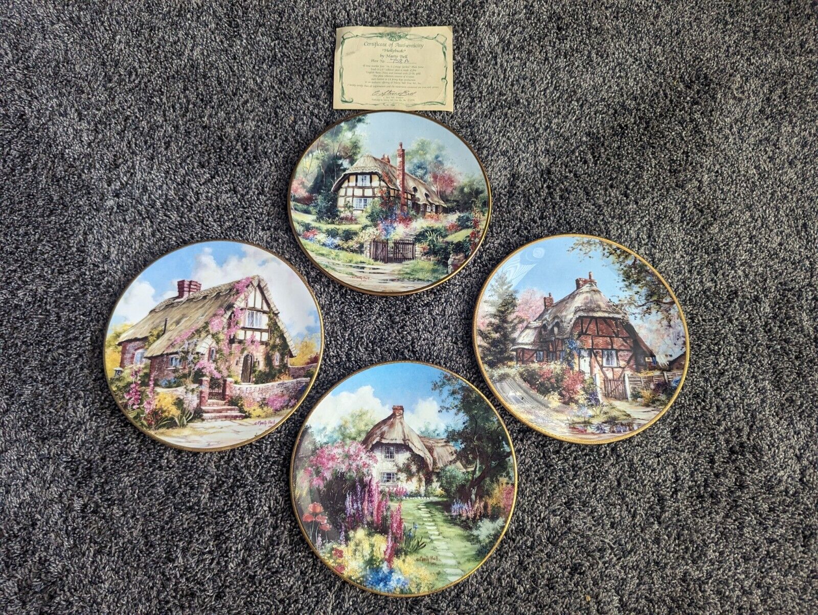 Lot Of 4 Marty Bell Plates - Wepham, Longparish Cottage, Upper Chute & Hollybush