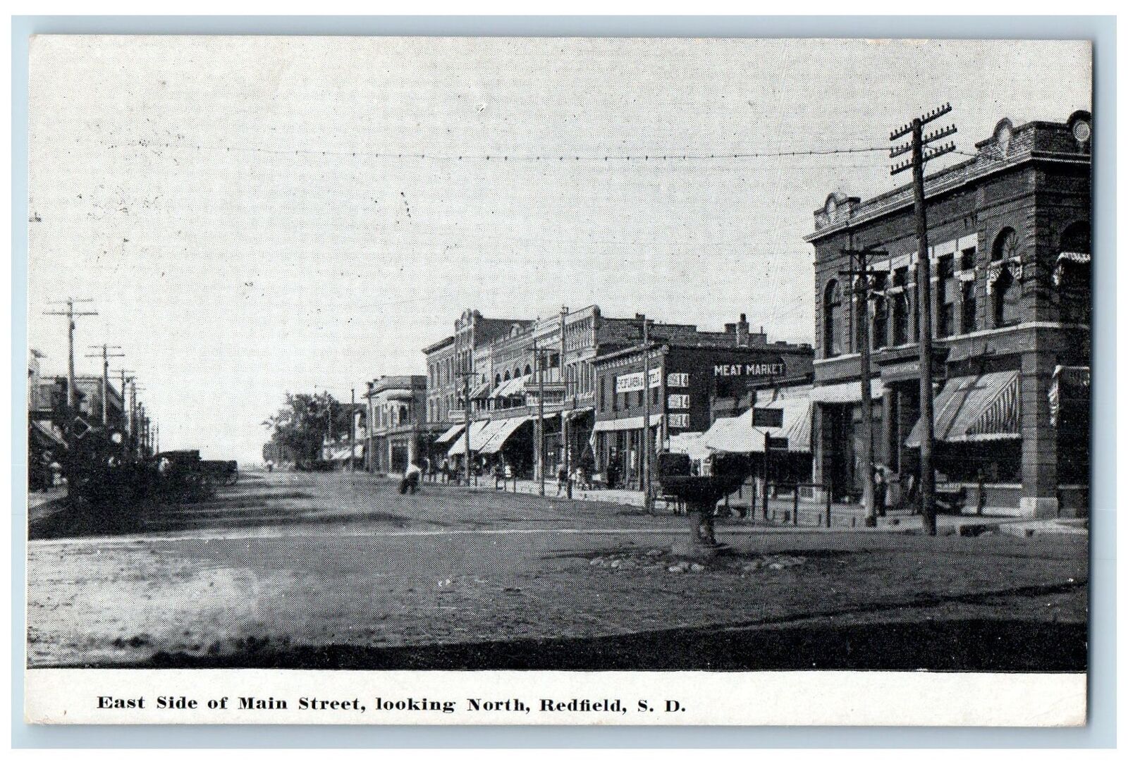 1912 East Side Of Main Street North Dirt Road Redfield South Dakota SD Postcard