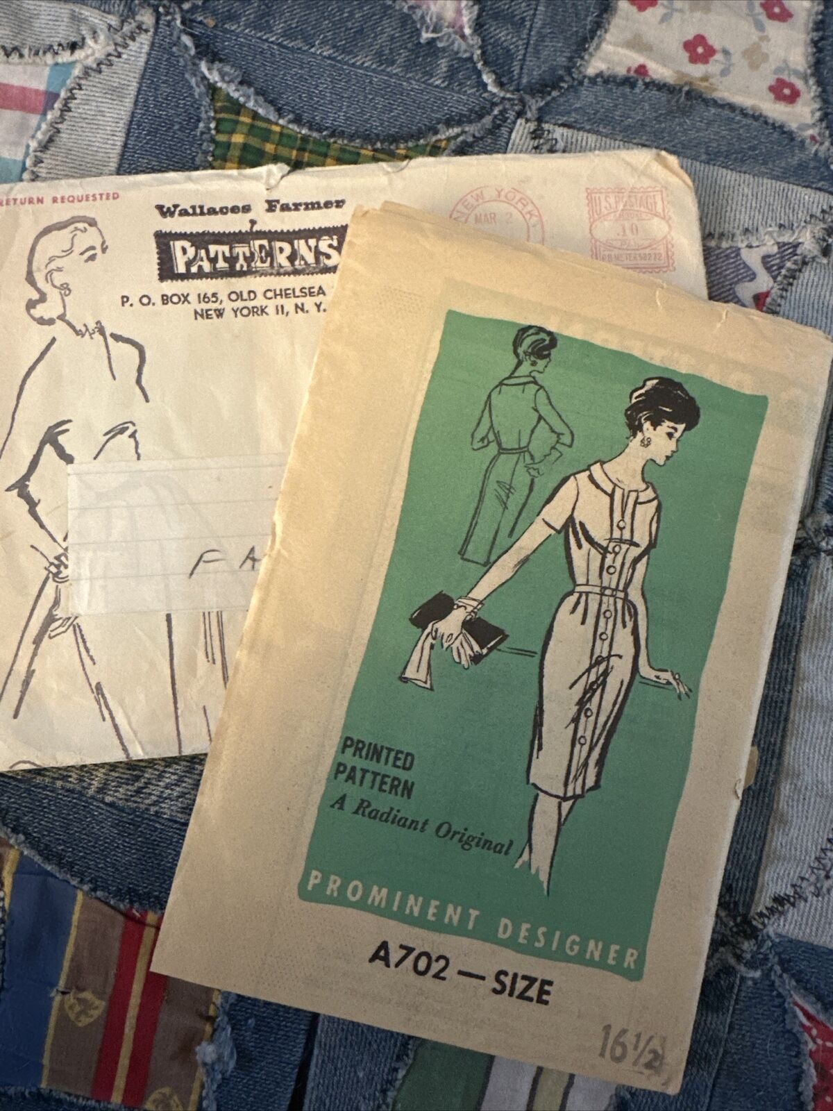 Vintage Prominent Designer Original Pattern Dress A702 Size 16 1/2 1960’s