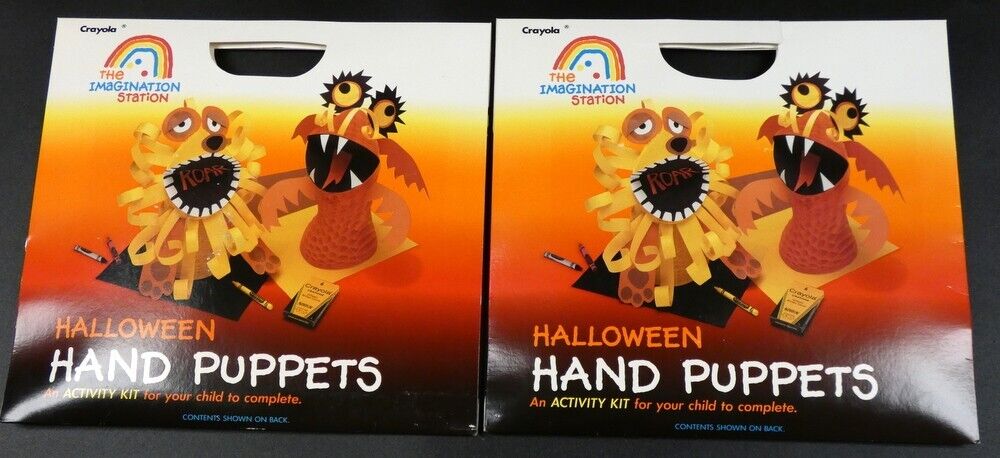 Vintage Halloween 1987 Imagination Station Honeycomb Hand Puppets Activity Kits