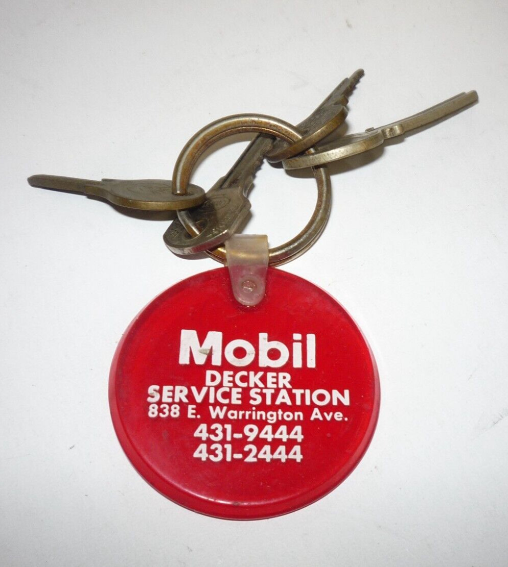 Mobil Keychain Vintage Decker  Service Station Oil Gas Gel Token PITTSBURGH PA