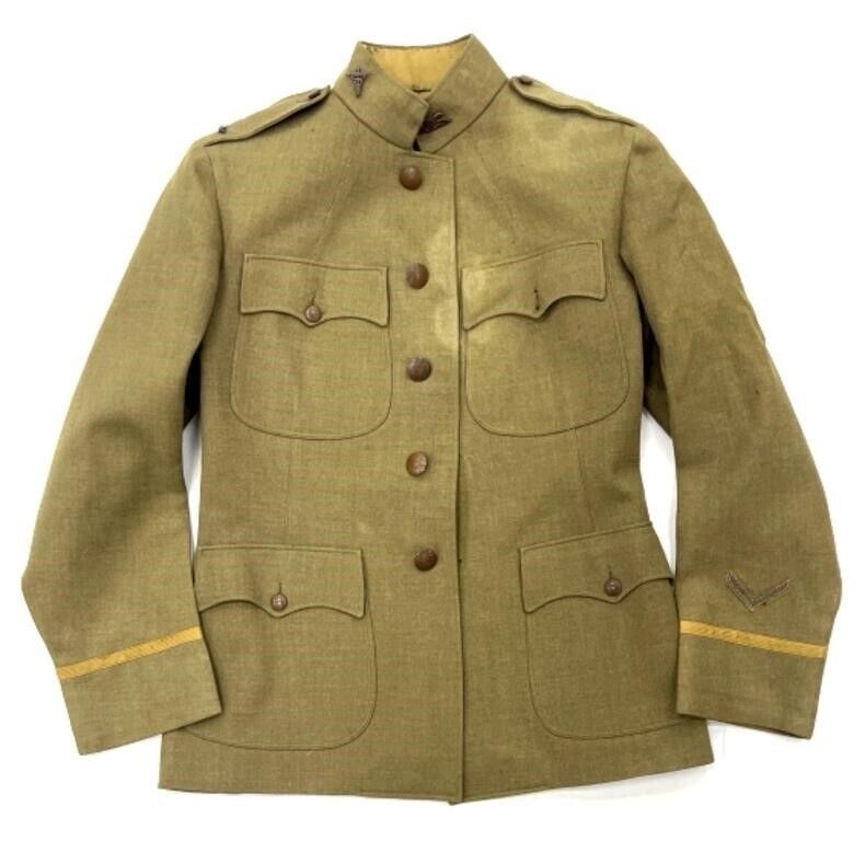 WW1 US Army Medical Corp Medic Tunic Uniform Jacket W/ Collar NAMED & Dated 1918