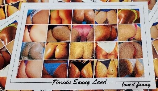 Vintage Risque Florida Postcard Beach Bum Bikini Girls 1992 Funny Humor