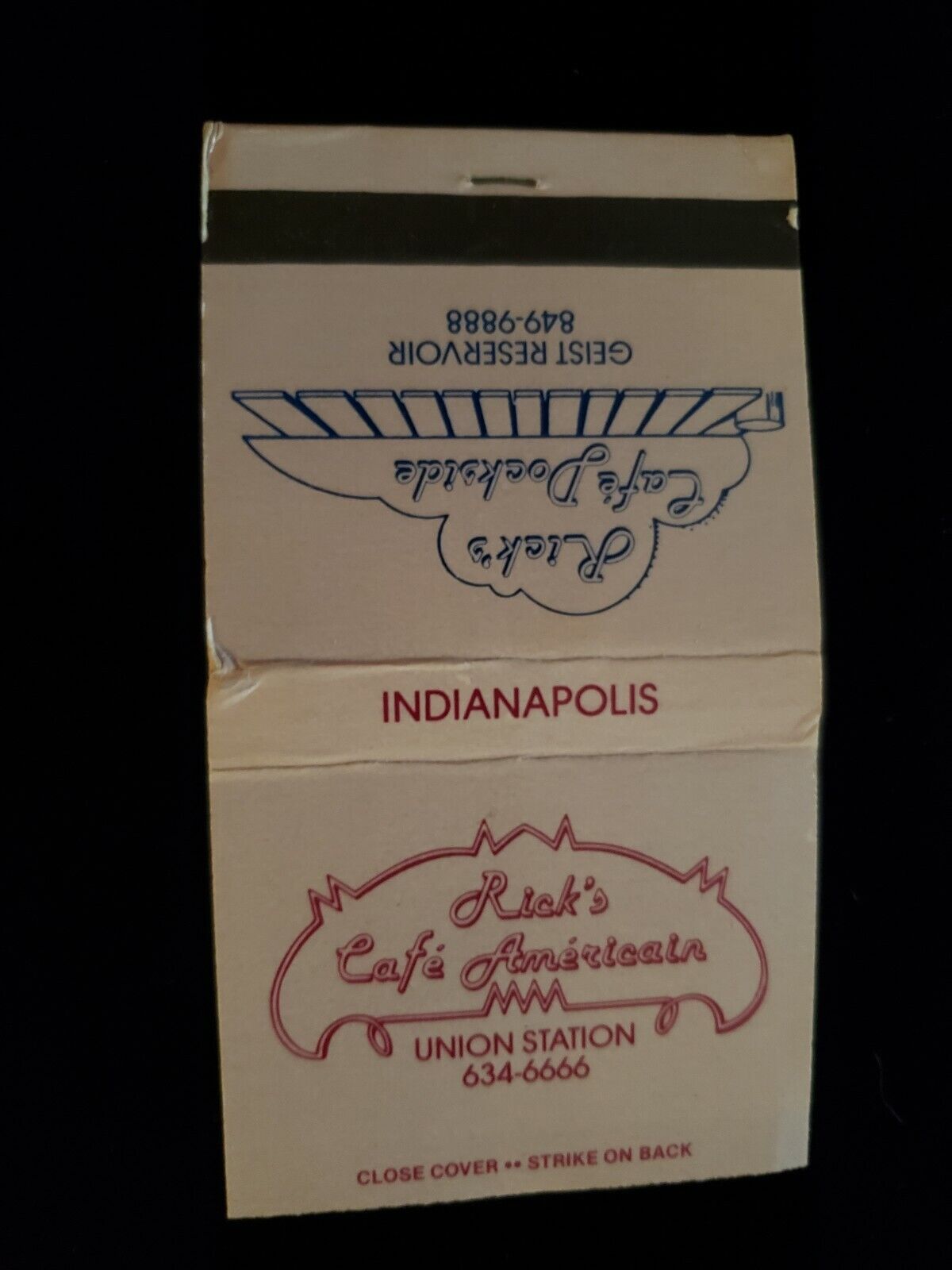 RICK’S CAFE DOCKSIDE Indianapolis Full Vintage Matchbook Beige A-0017