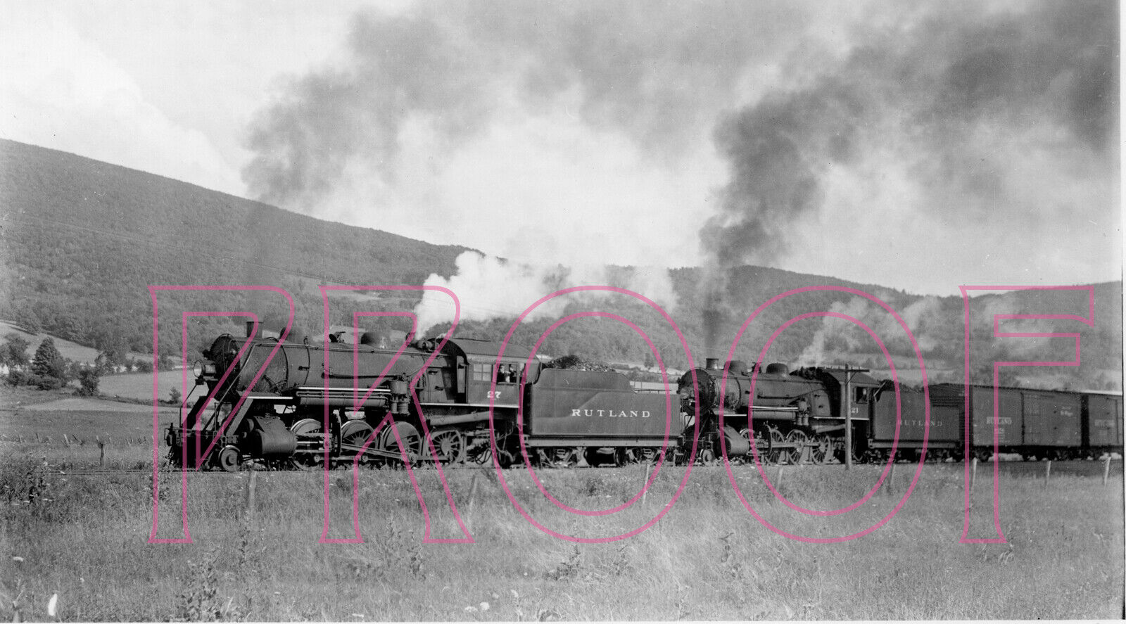 Rutland Railroad Engines 27 & 21 at Petersburg, NY in 1939 - 8x10 Photo