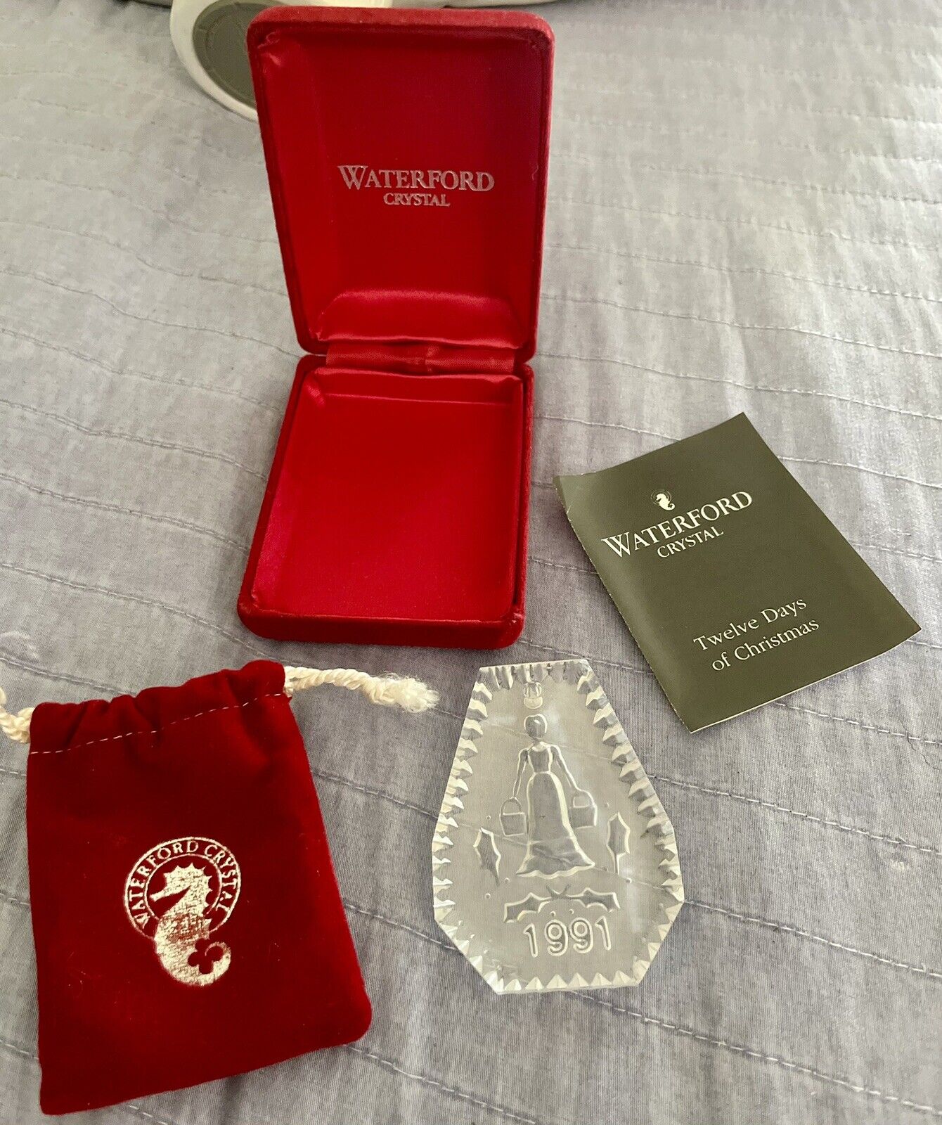 1992 Waterford Crystal Twelve Days of Christmas 8 Maids a Milking Ornament
