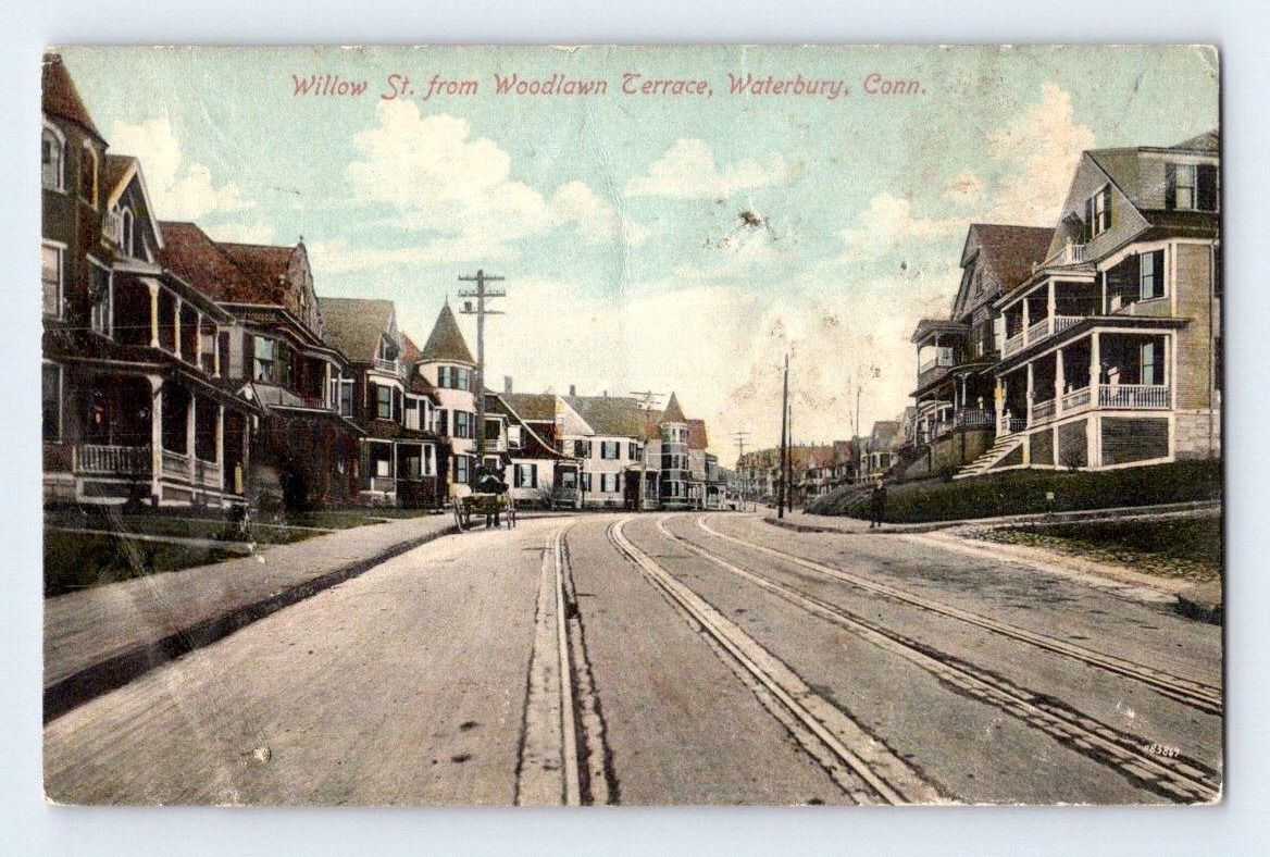 1910. WATERBURY, CONN. WILLOW ST. FROM WOODLAWN TERRACE. POSTCARD 1A37