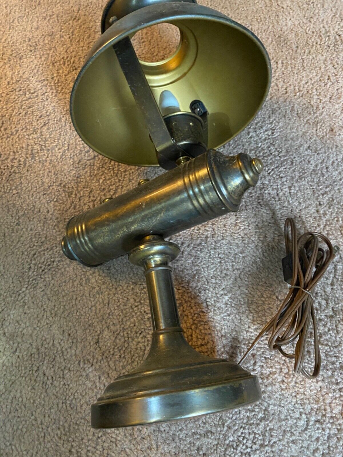 VTG submarine Table Lamp MCM Brushed Brass Mushroom Dome Light 1960s