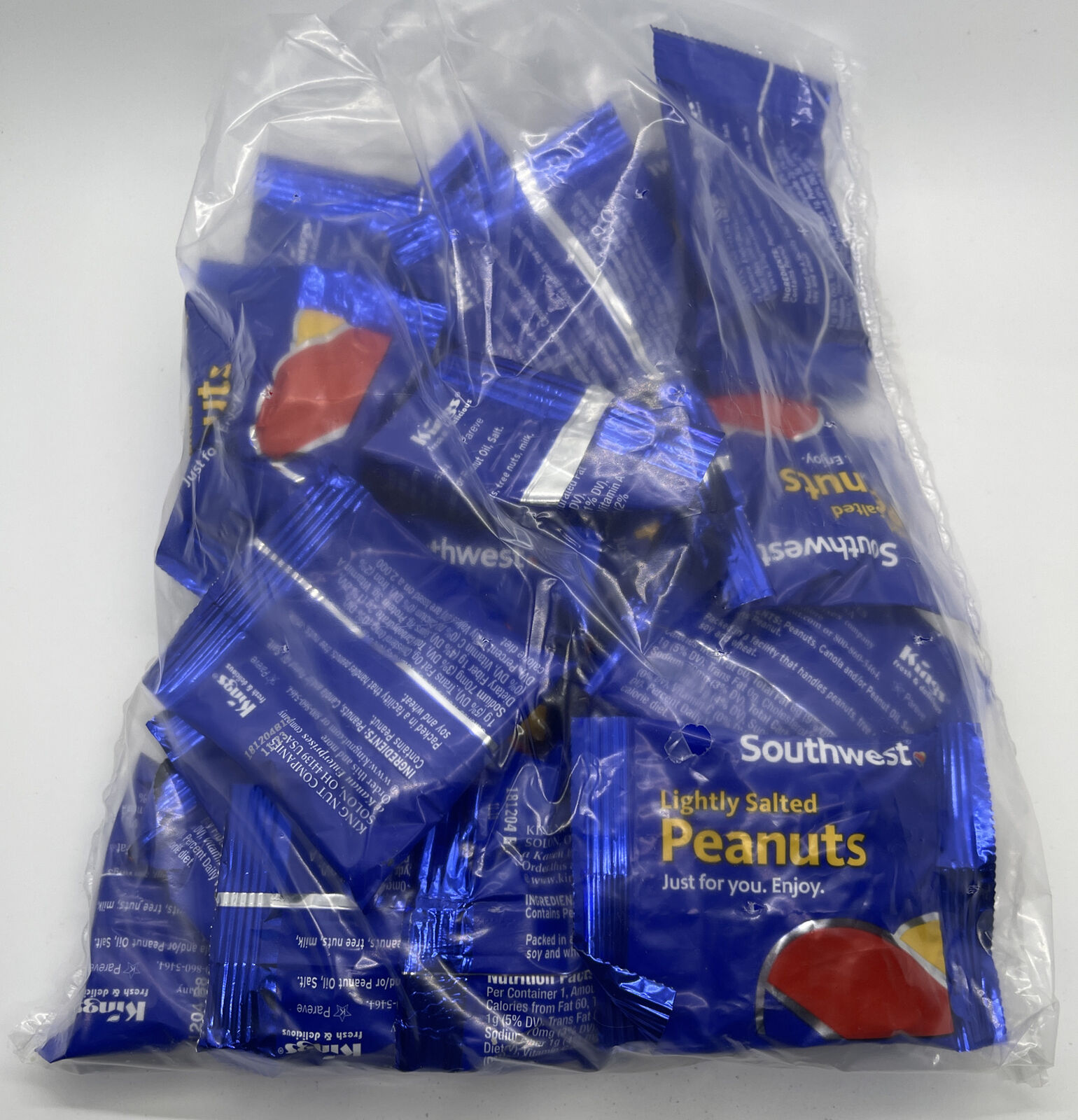 RARE  Southwest Airlines BAG of Individual Bags of Peanuts 25ct SWA Discontinued