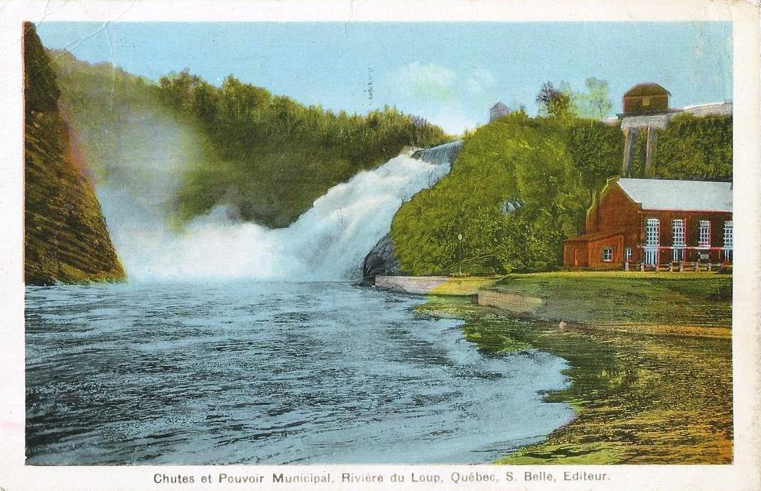Postcard Quebec Chutes et Pouvoir Municipal Riviere du Loup PECO 1941