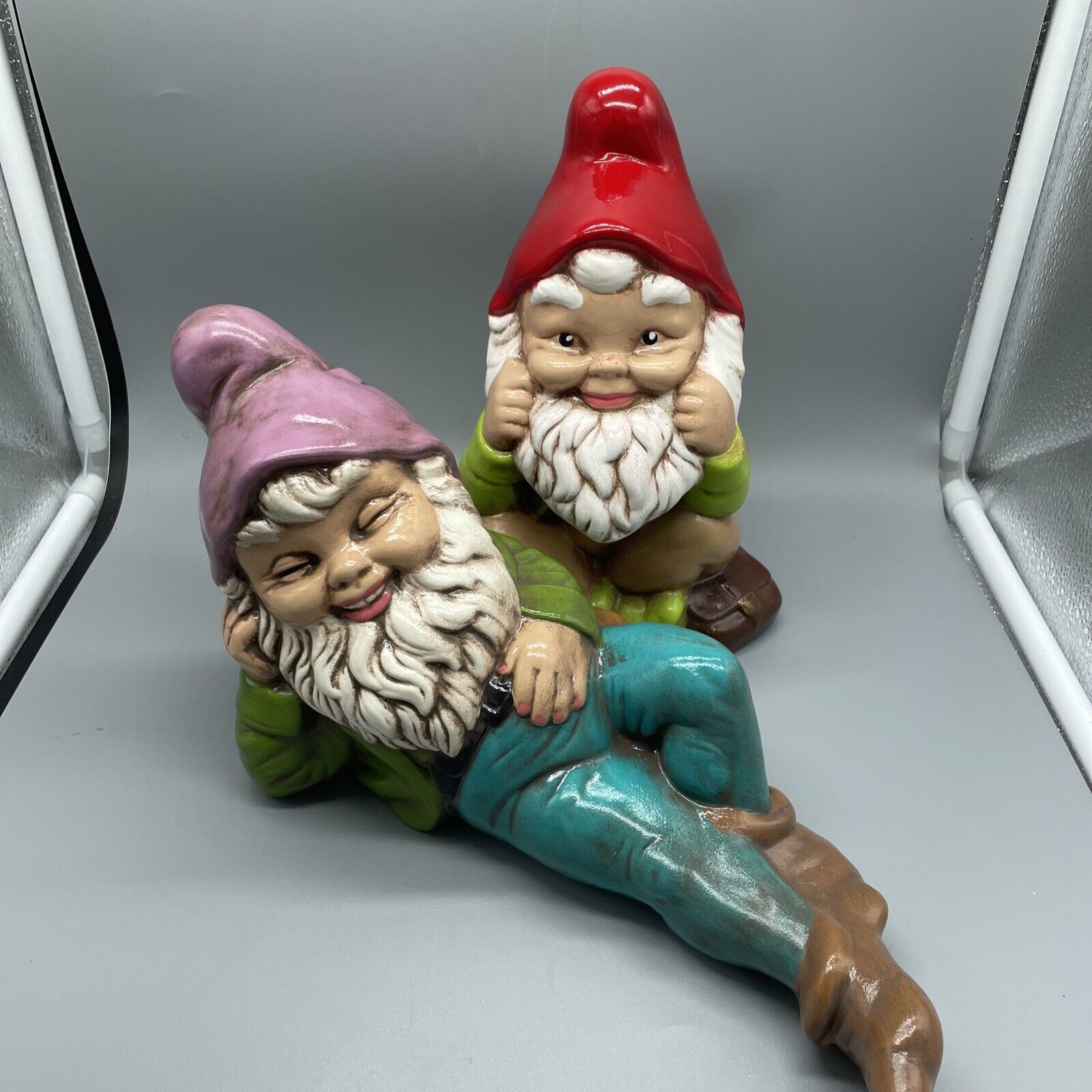 Handmade Ceramic Gnome Pair Vintage 1970’s