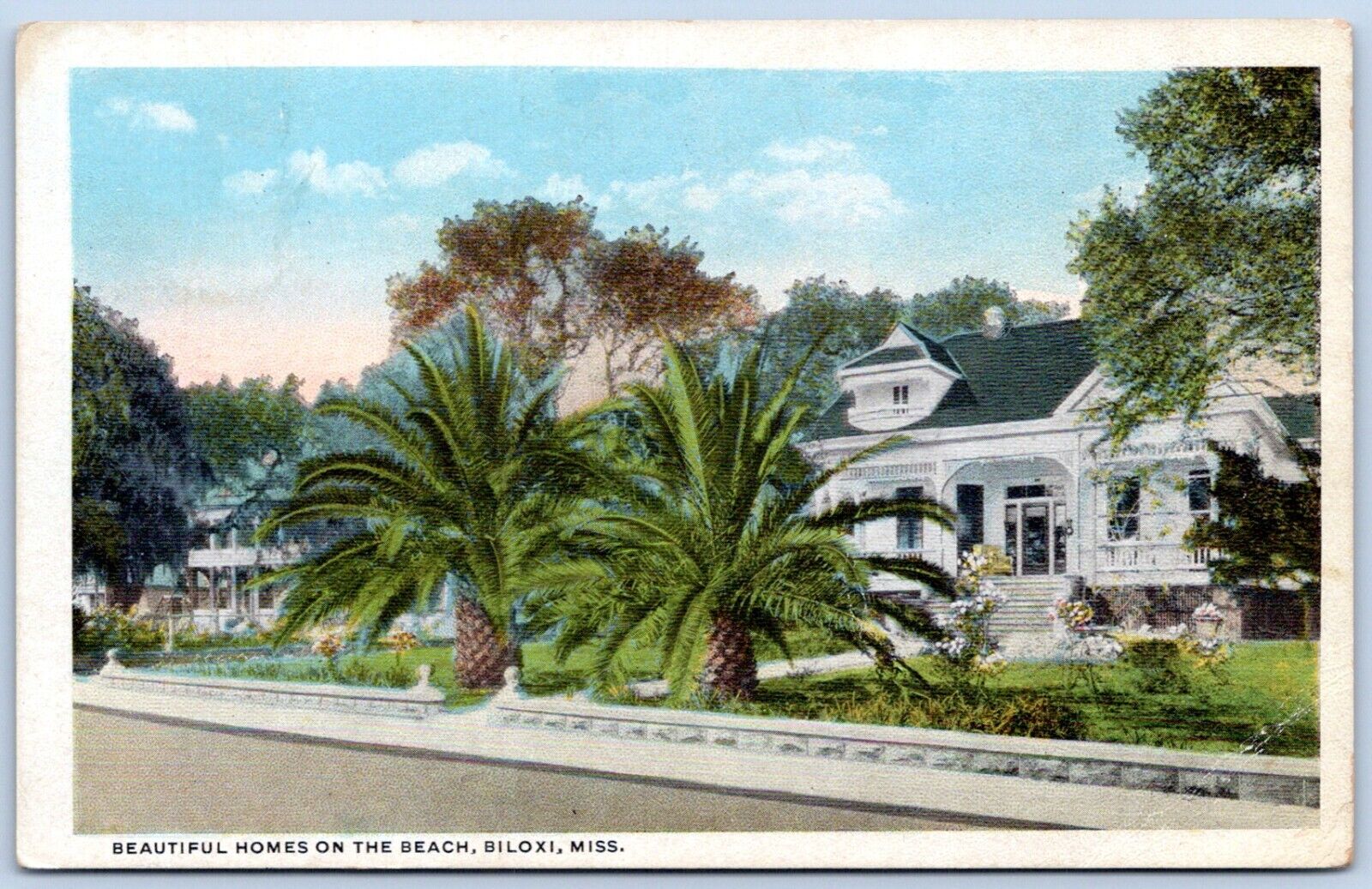 Postcard MS Biloxi Mississippi Beautiful Homes On The Beach MS31