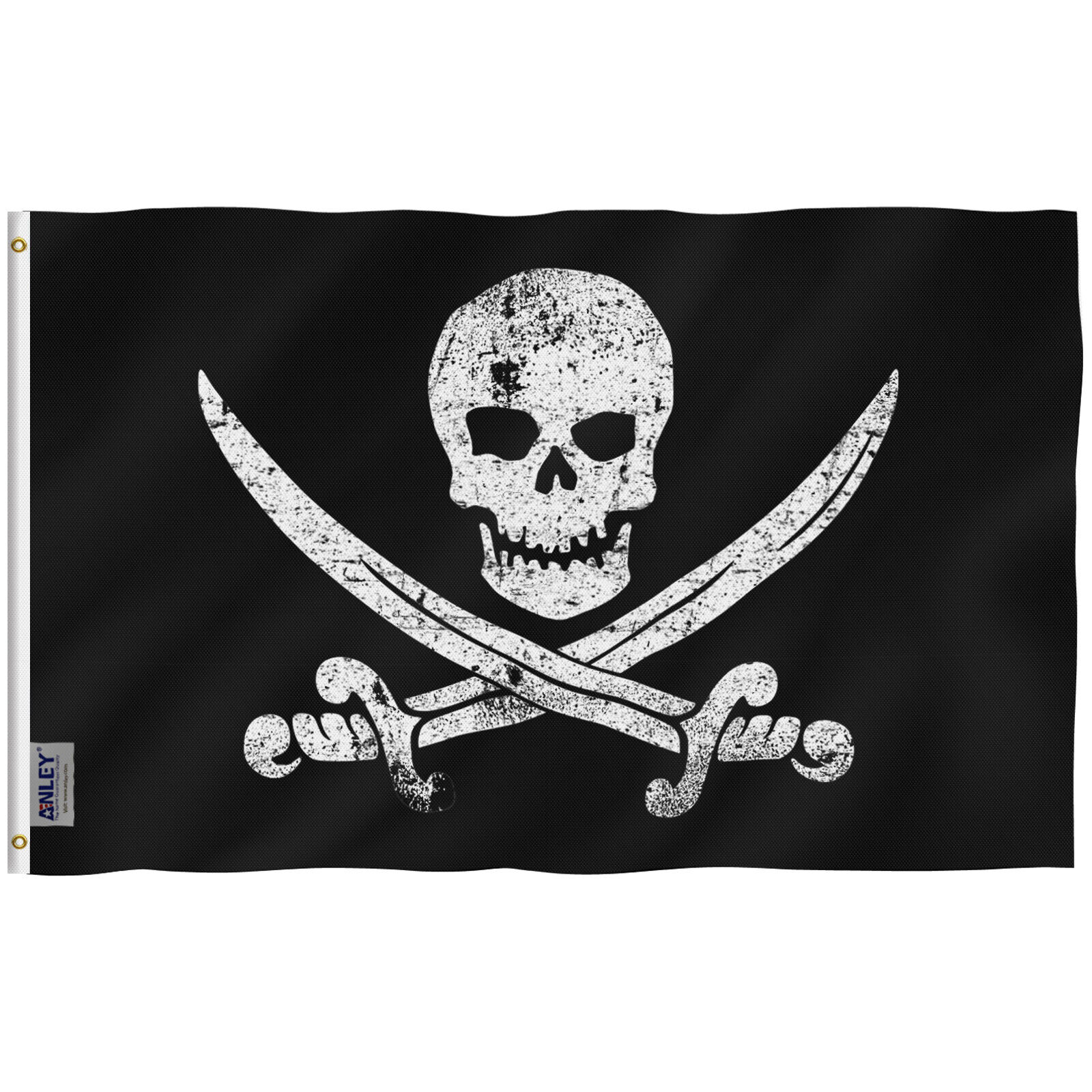 Anley Fly Breeze 3x5 Ft Jack Rackham Pirate Flag - Jolly Roger Flags Polyester 