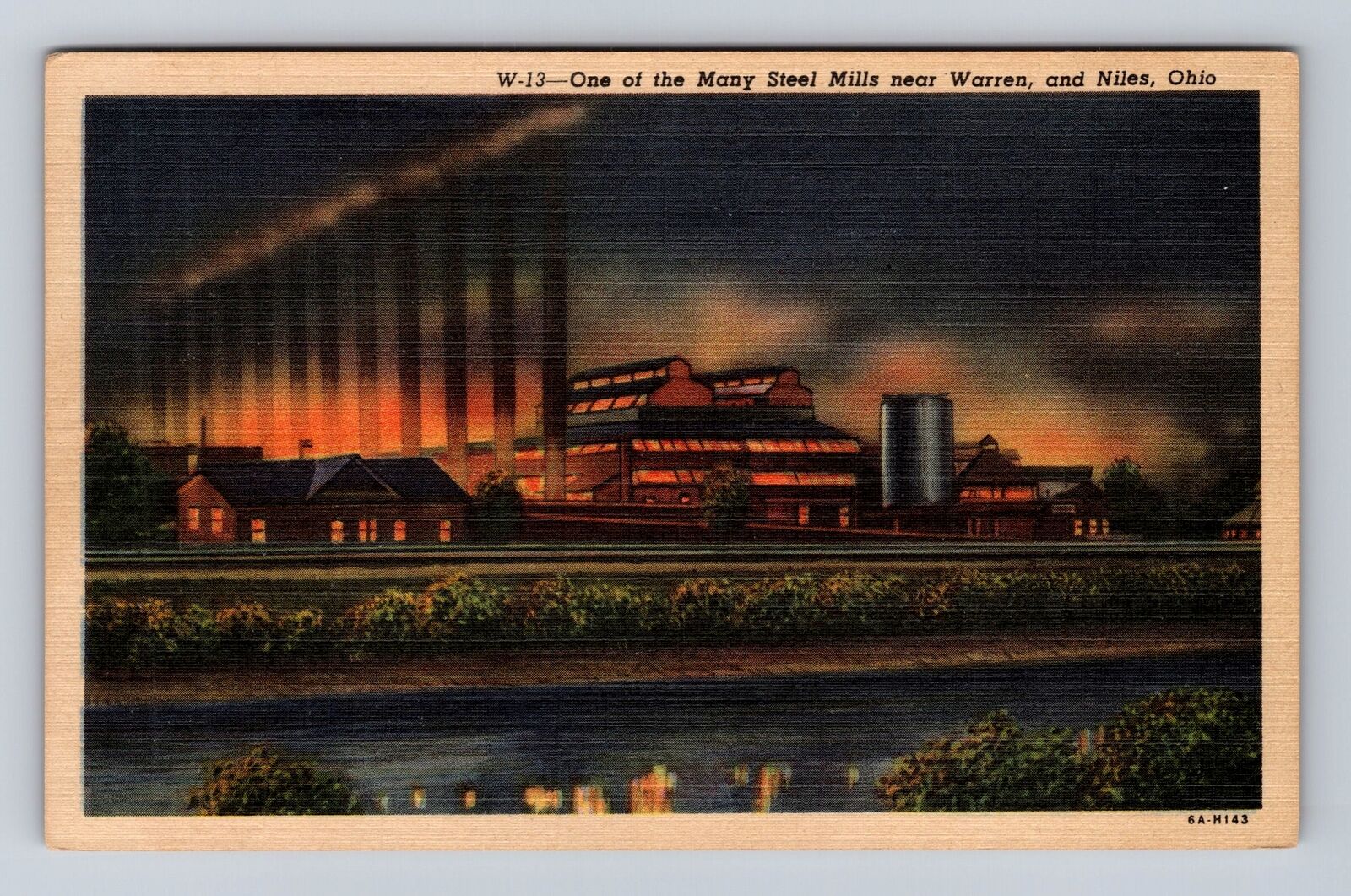 Warren OH-Ohio, Steel Mill, Antique Vintage Souvenir Postcard