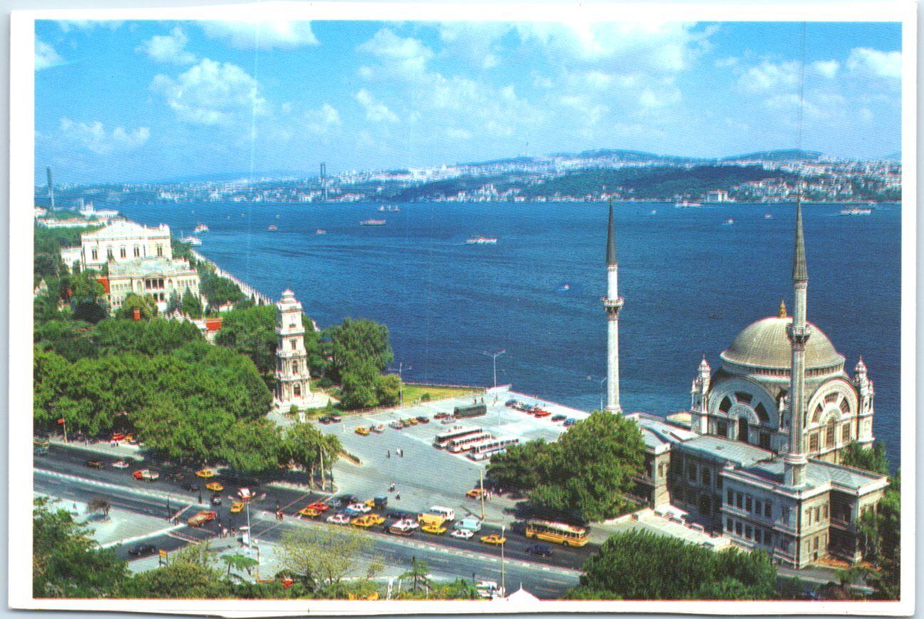 Postcard - The Mosque of Dolmabahçe and the Bosphorus - Istanbul, Turkey