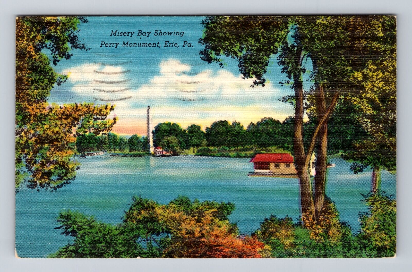 Erie PA-Pennsylvania, Misery Bay, Perry Monument, Antique Vintage c1956 Postcard