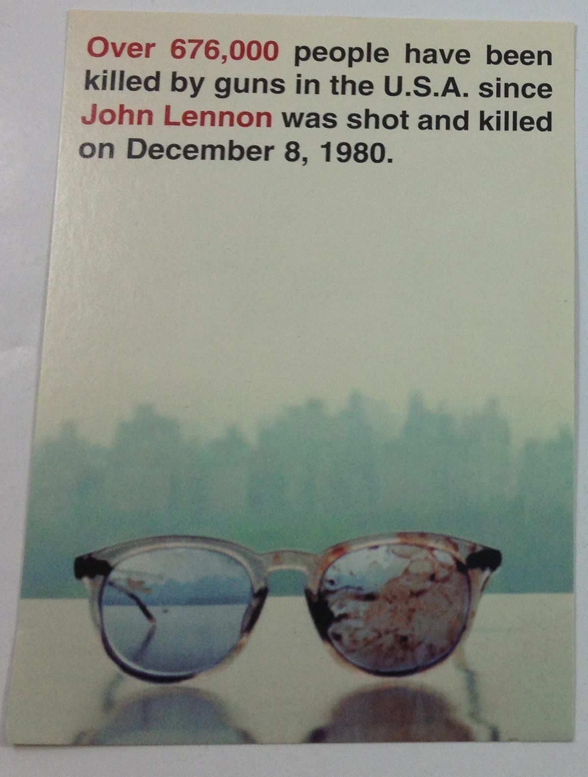 Yoko Ono ~ John Lennon Promo Postcard ~ Bloody Glasses ~ Mint condition ~ c2000