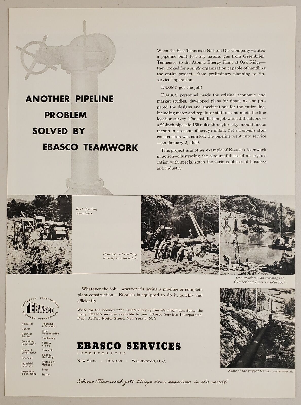 1950 Print Ad Ebasco Engineers Construction Atomic Energy Plant Oak Ridge,TN