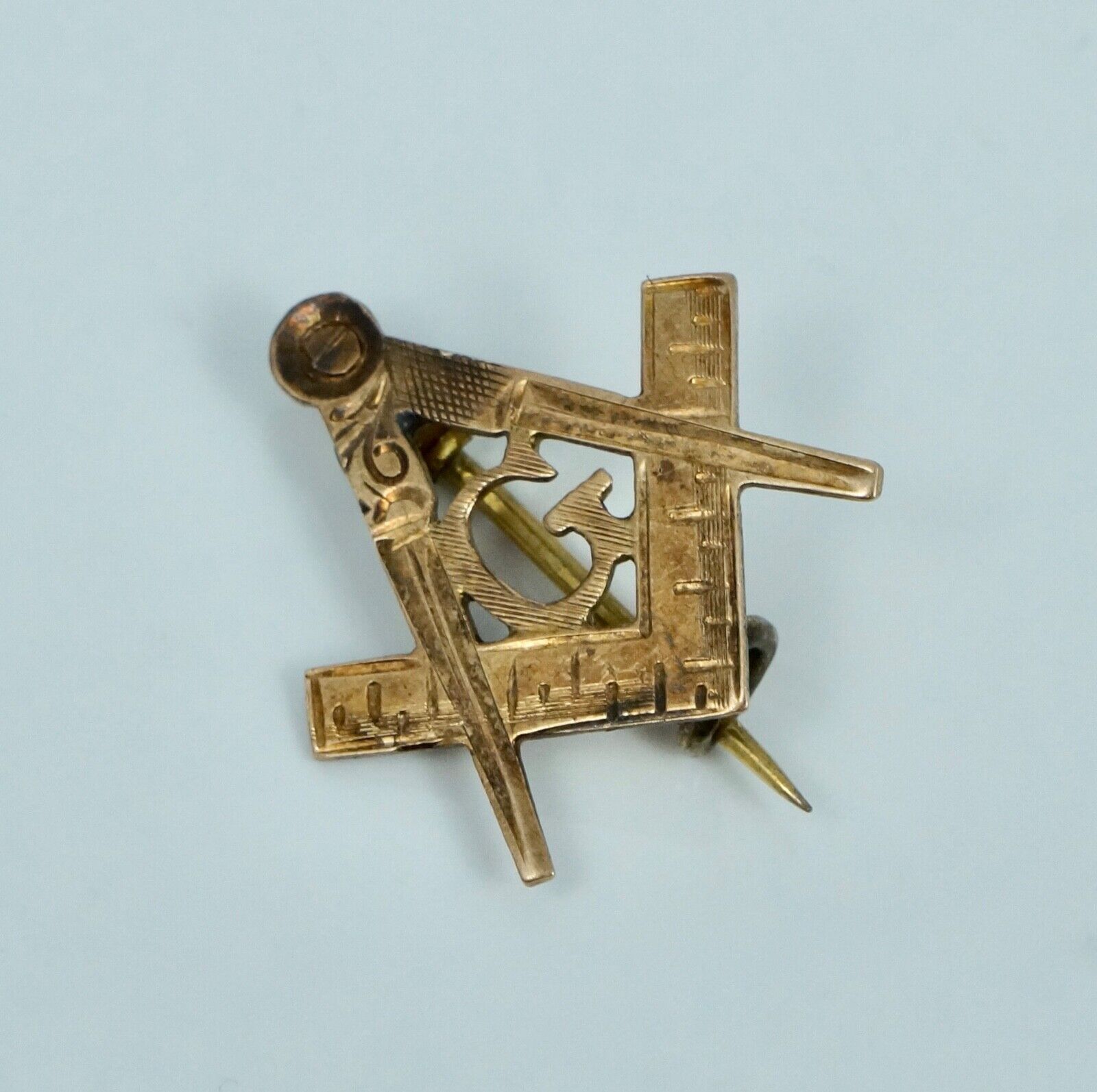 Early 19th Century 10K Masonic Gold Pin Brooch Compass Antique Vintage Mason