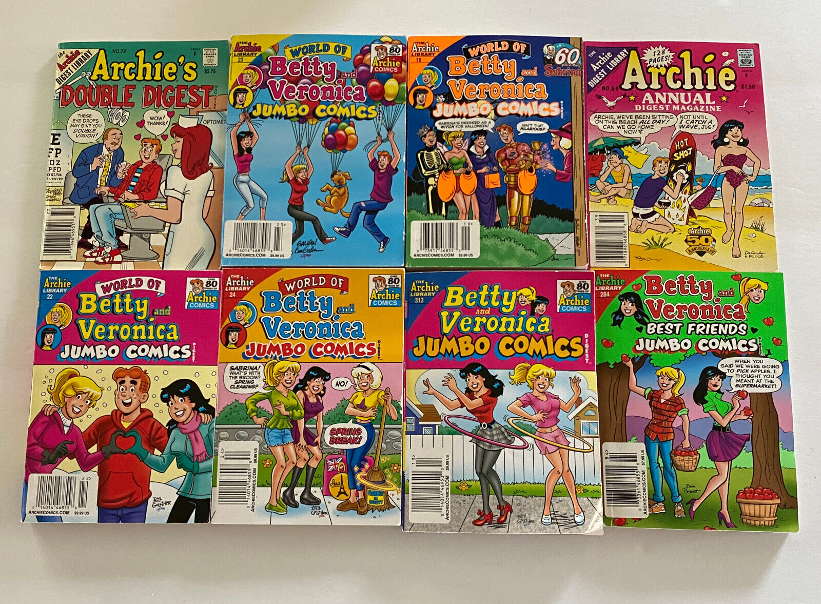 Lot of 8 Betty and Veronica/Archie Digests/Double Digests Jughead 1991-2023