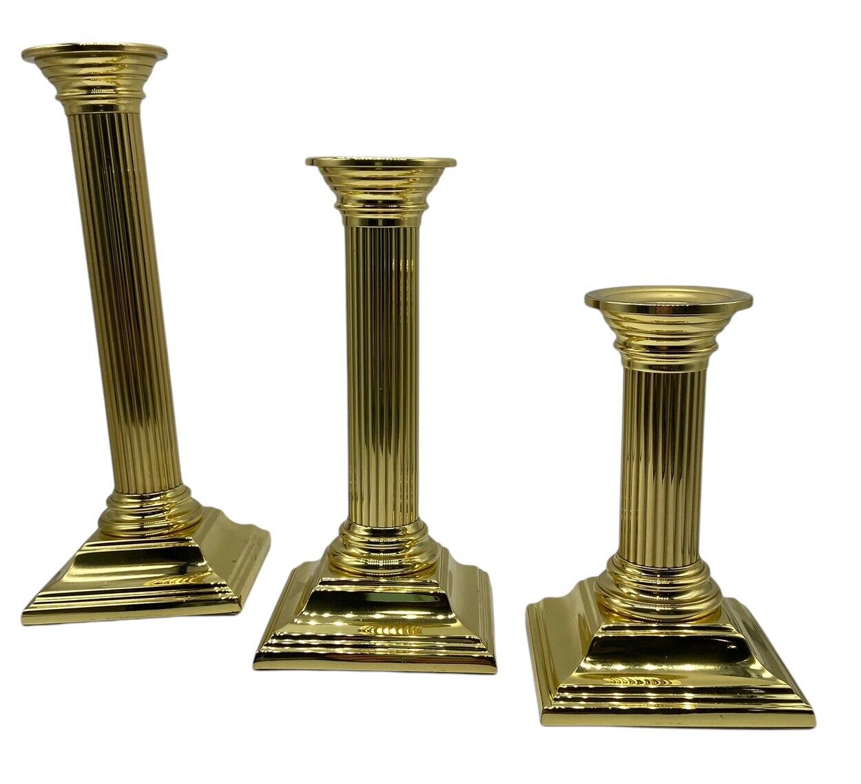 Smithsonian Baldwin Heavy Brass Candle Sticks Classic Columns 5\