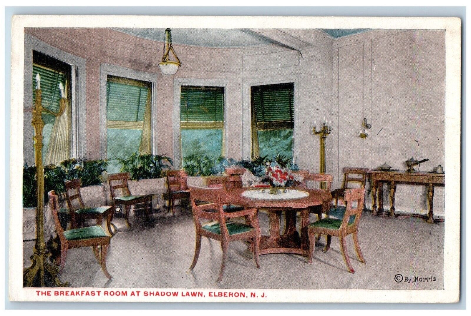 Elberon New Jersey NJ Postcard Breakfast Room Shadow Lawn Interior 1920 Unposted