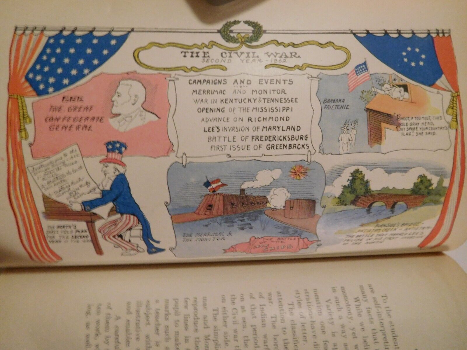 Rare Vintage 1908 Book Graphic History in COMIC FORM ~ w/Several COLOR PLATES