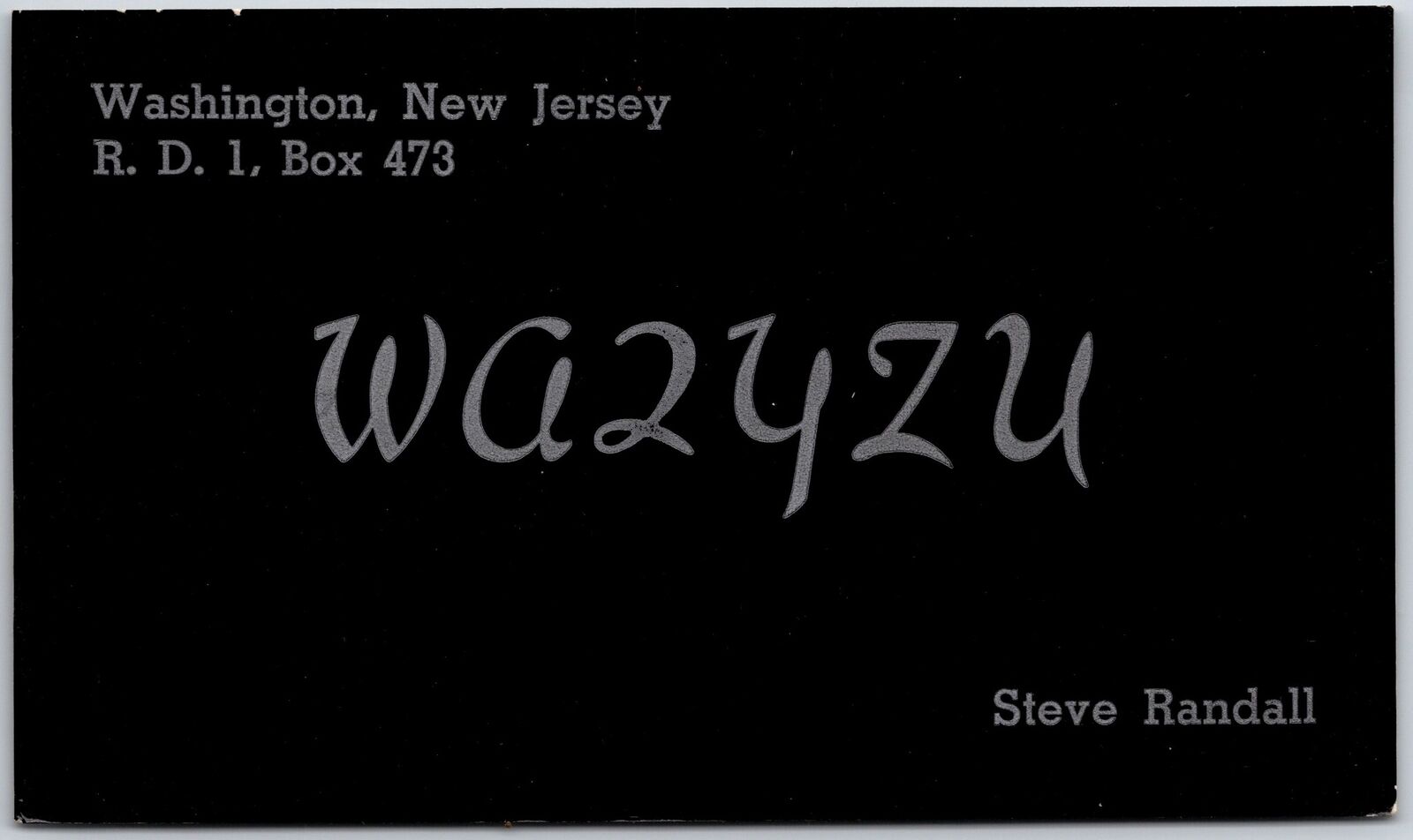 1963 QSL Radio Card Code WA2YZU Washington NJ Amateur Station Posted Postcard