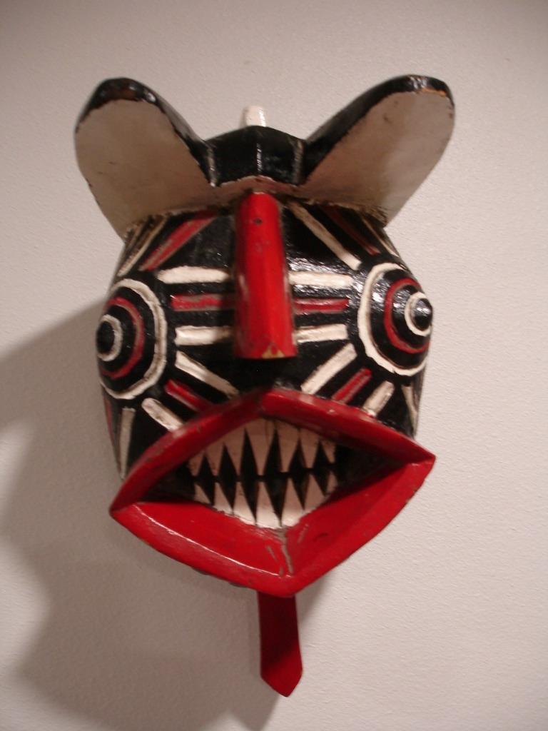 Early NGERE-WOBE MASK IVORY COAST AFRICA Mask Lion Painted Oceanic Wooden Red